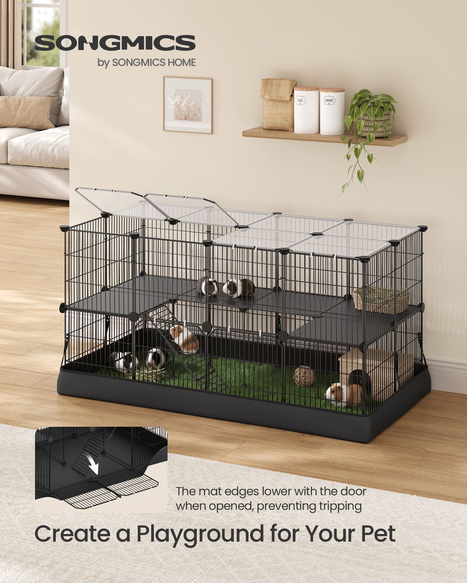 Ink black 41 panel small animal playpen cage with waterproof mat transparent roof and 2 doors Ink black 41 panel small animal playpen cage with waterproof mat transparent roof and 2 doors