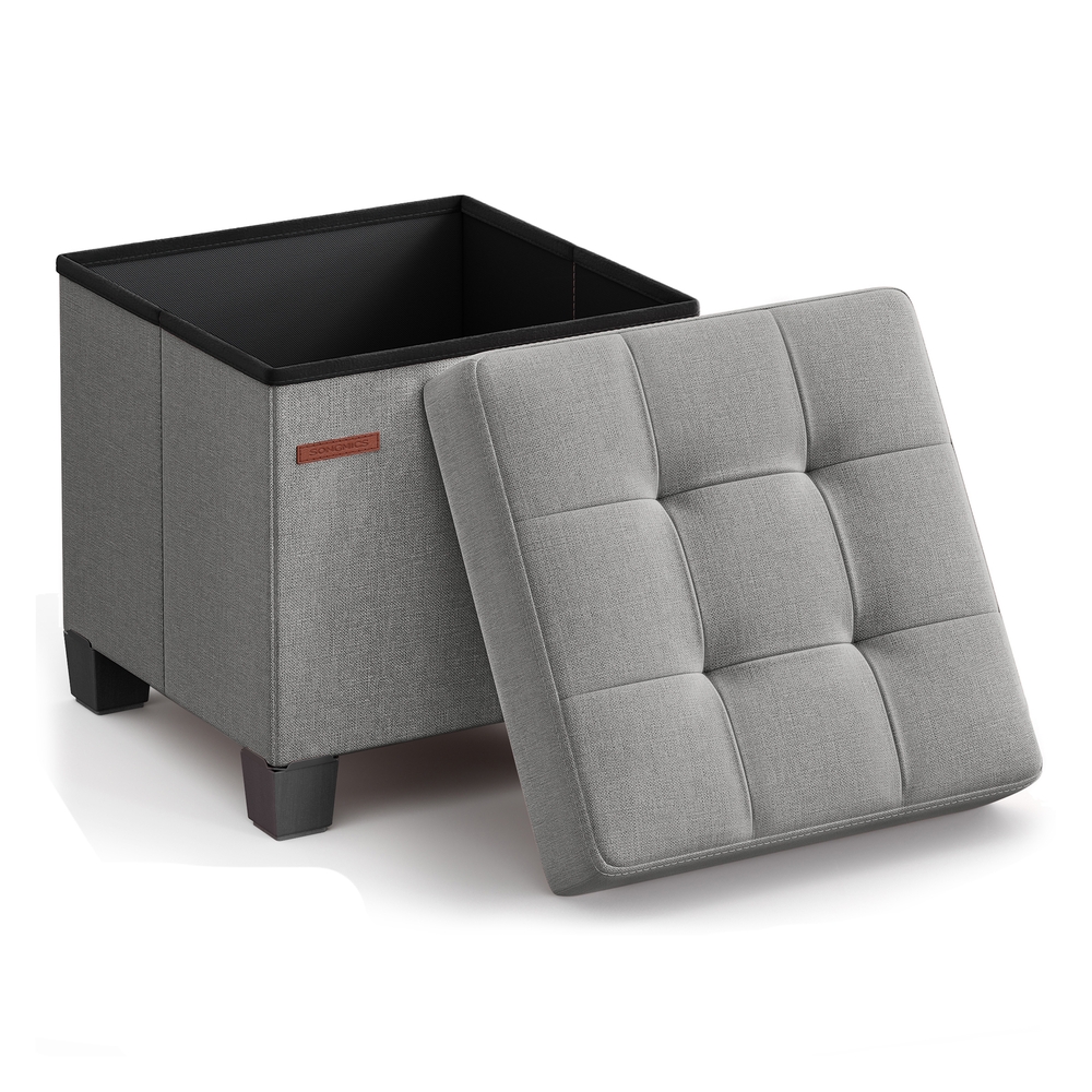 Storage Ottoman Foldable Small Ottoman Foot Rest 38 x 38 cm Dove Grey