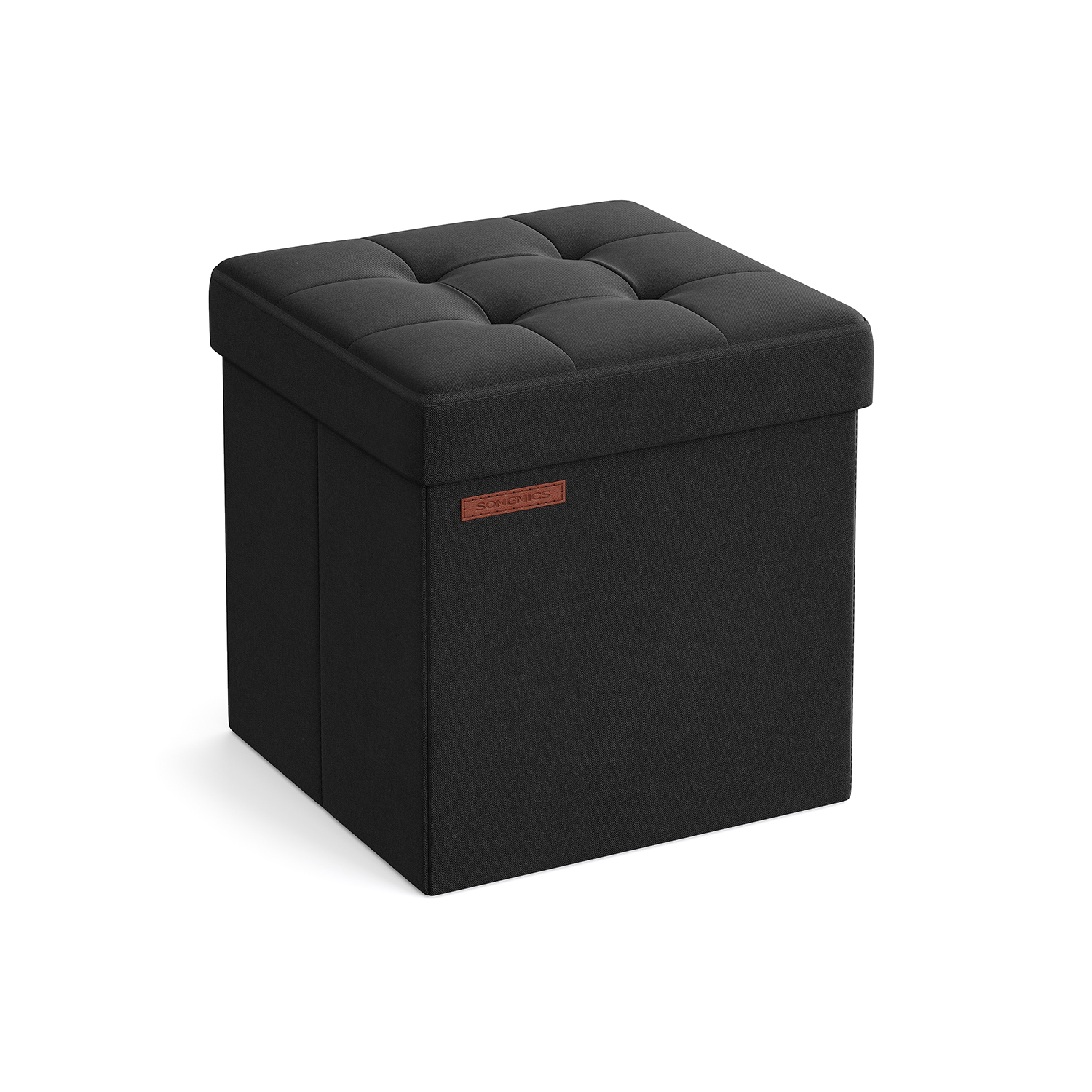 38 x 38 cm Foldable Small Storage Ottoman Ink Black