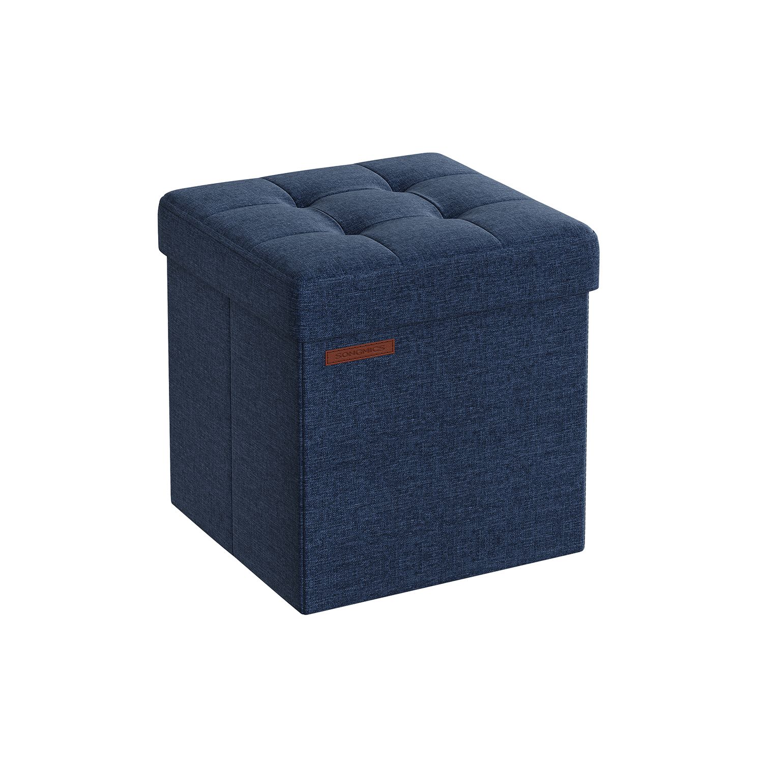 38 x 38 cm Foldable Small Storage Ottoman Midnight Blue