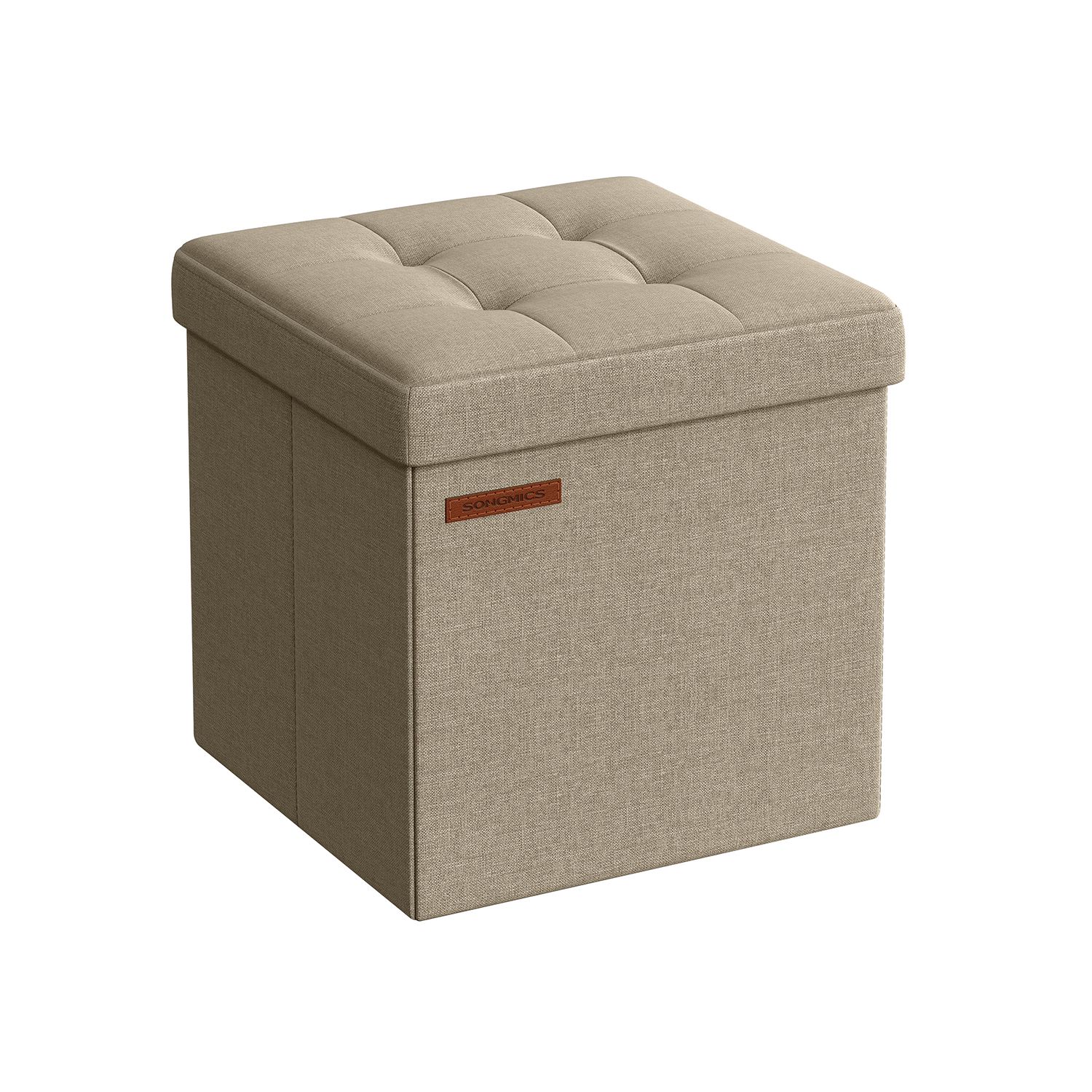 30 x 30 cm Small Foldable Storage Ottoman Camel Brown