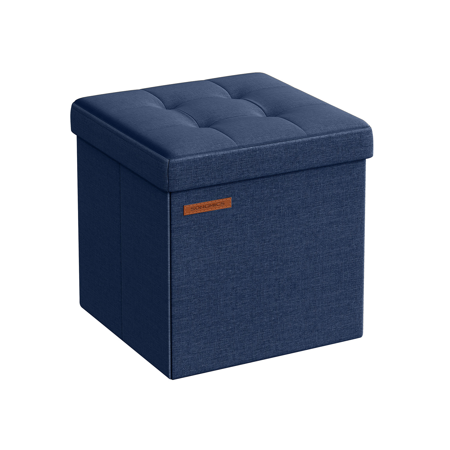 30 x 30 cm Small Foldable Storage Ottoman Midnight Blue