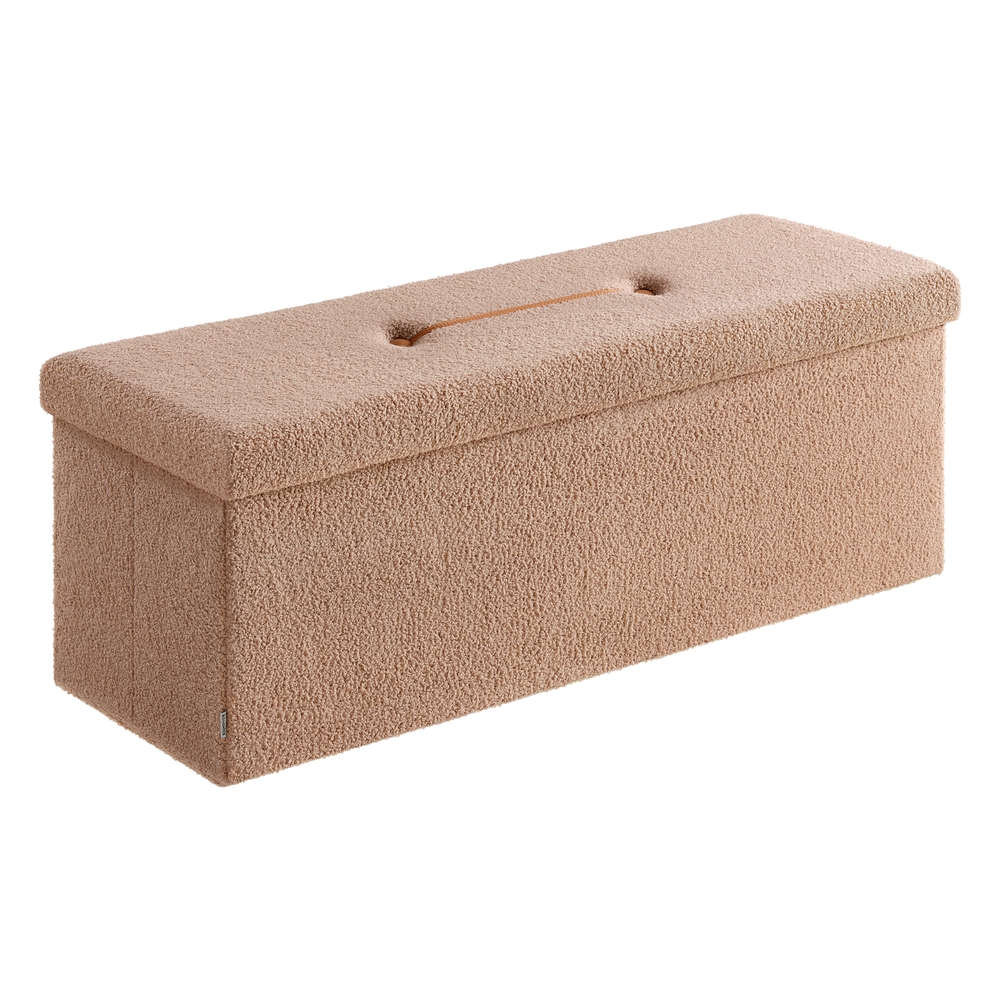 Folding Storage Ottoman 38 x 110 x 38 cm with Removable Lid Camel Brown Folding Storage Ottoman 38 x 110 x 38 cm with Removable Lid Camel Brown