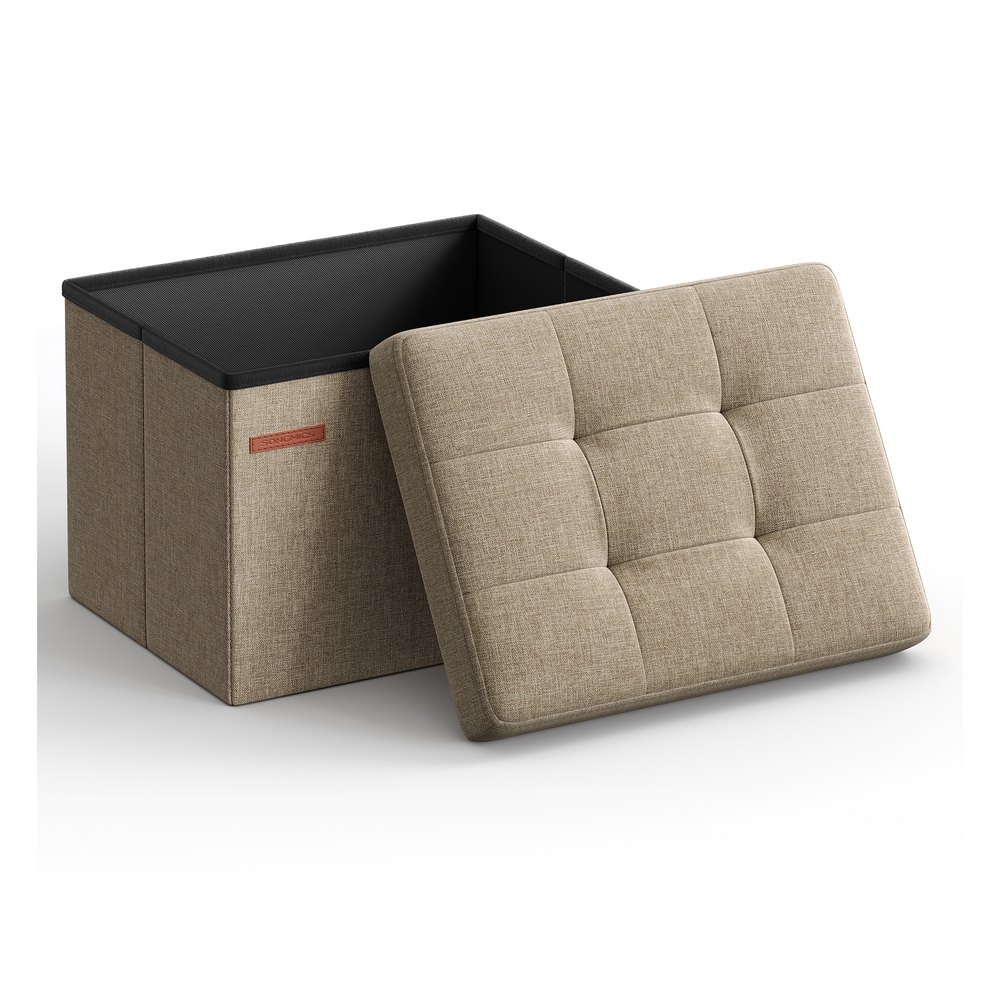 Storage Ottoman Foldable Small Ottoman Foot Rest 31 x 41 cm Camel Brown