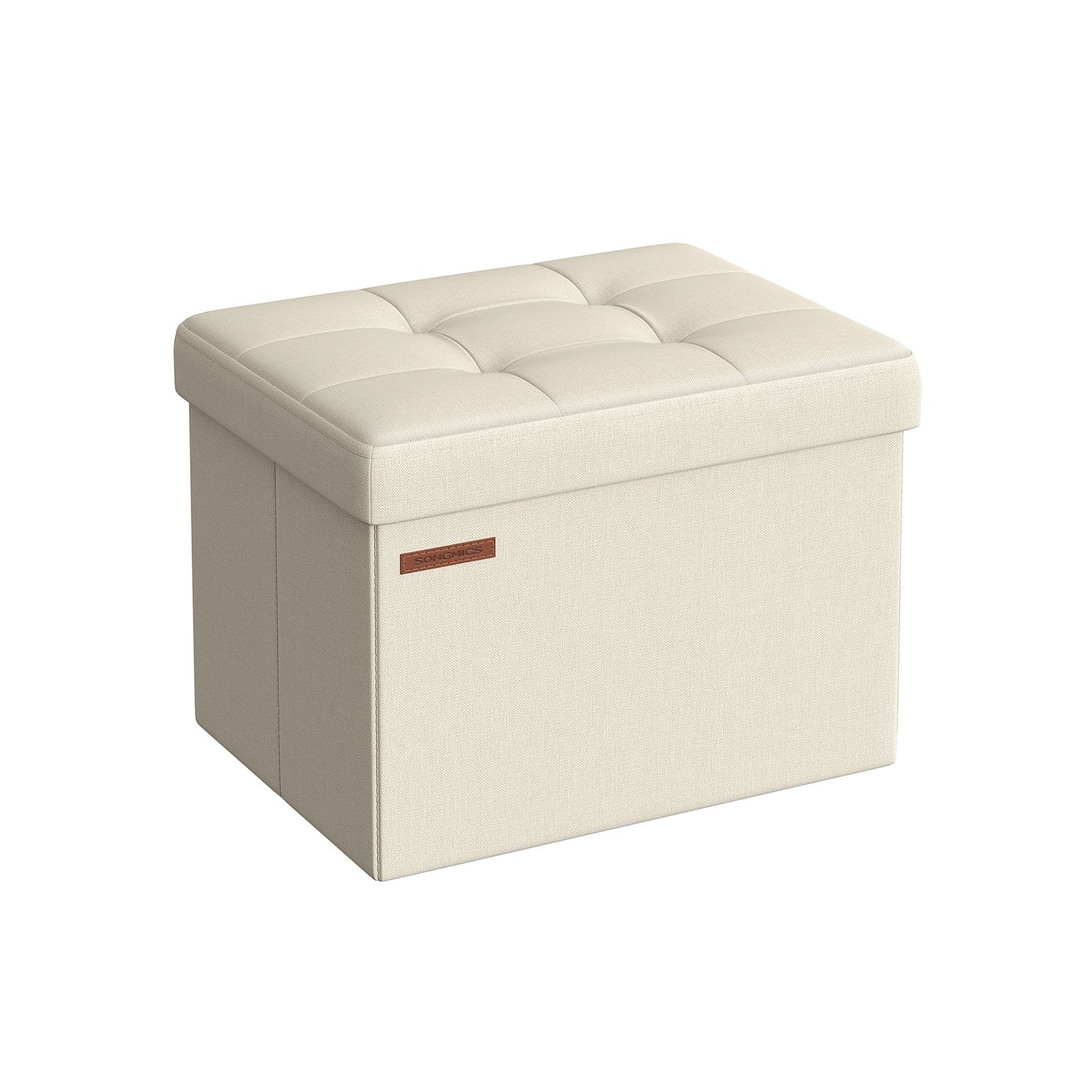 31 x 41 cm Small Foldable Storage Ottoman Cream White 31 x 41 cm Small Foldable Storage Ottoman Cream White