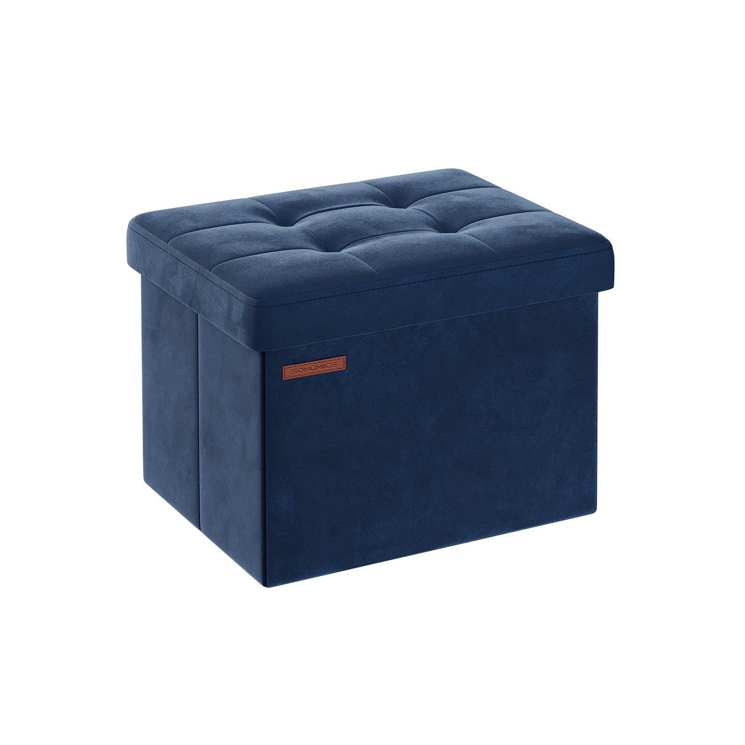 Foldable Small Ottoman Foot Stool Midnight Blue