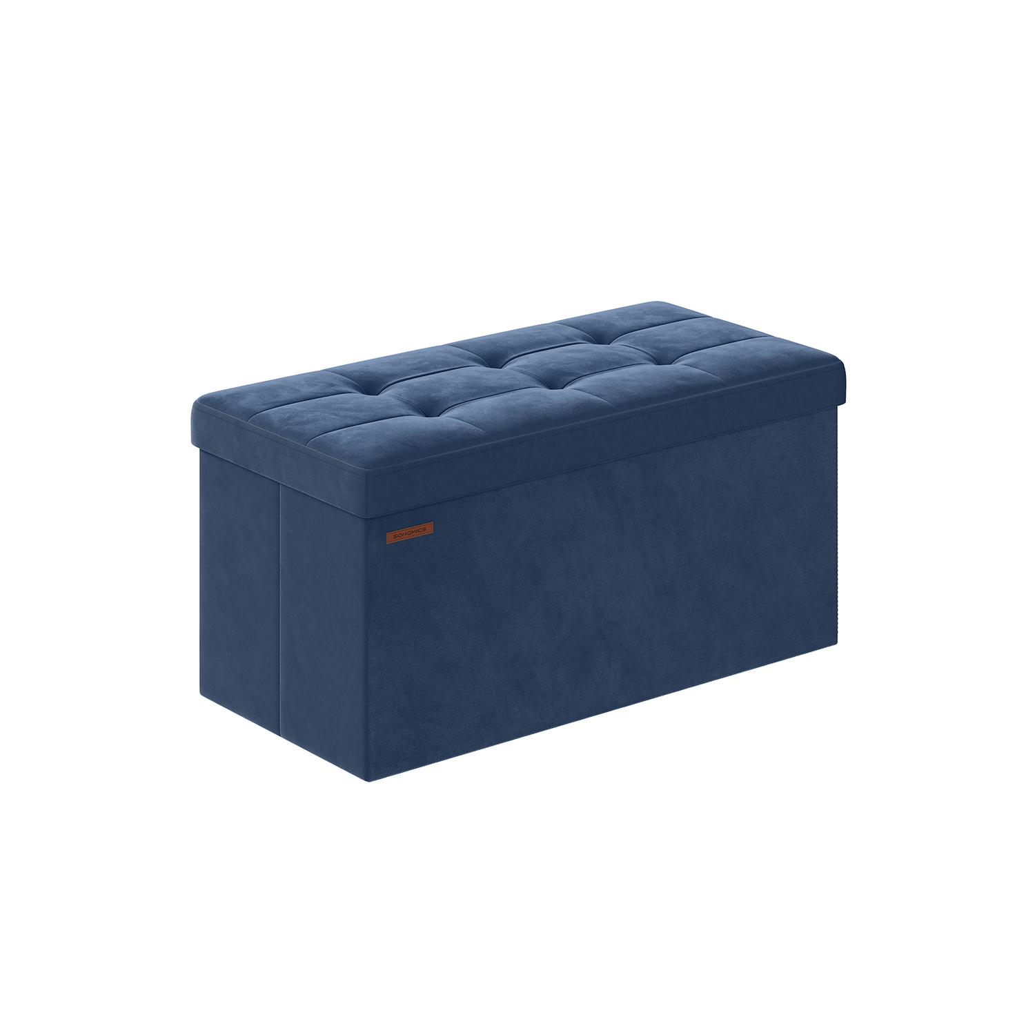 38 x 76 x 38 cm Foldable Storage Ottoman Bench Midnight Blue