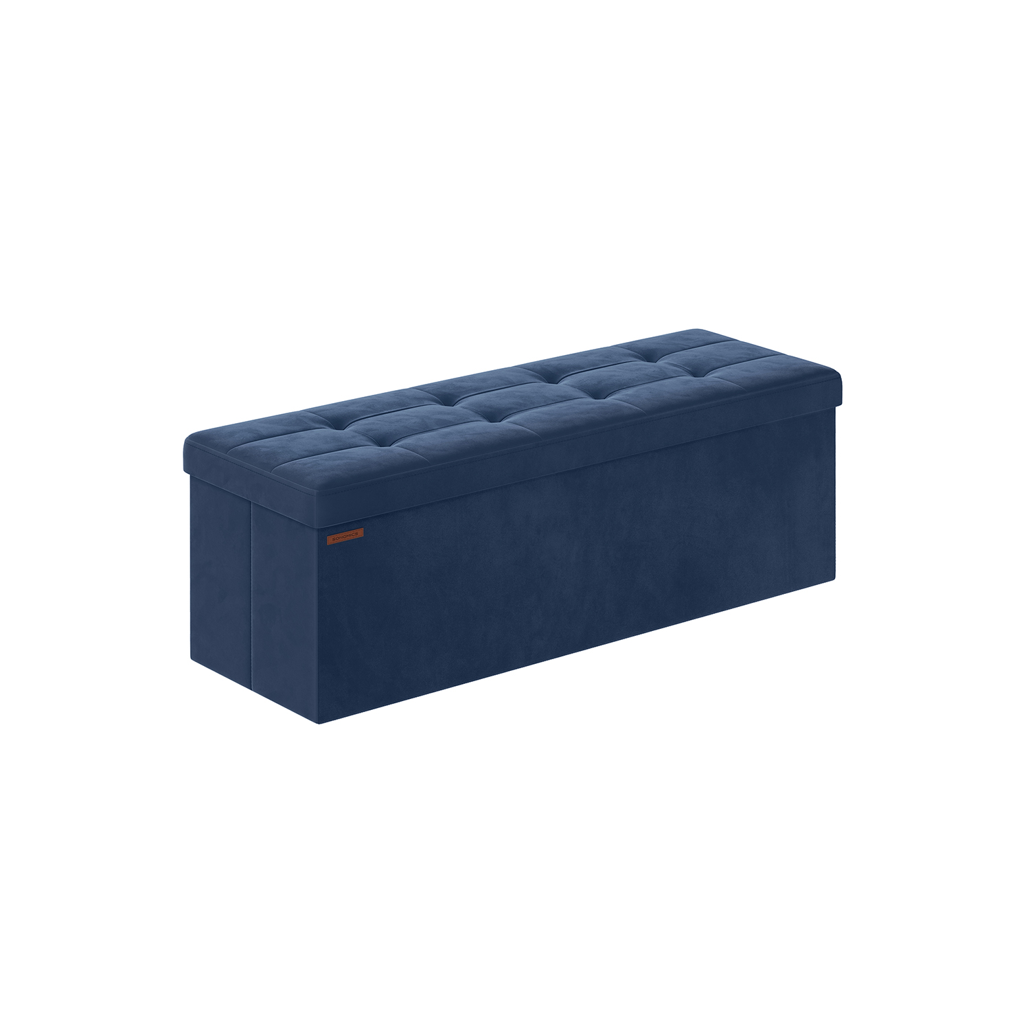 38 x 110 x 38 cm Foldable Storage Ottoman Bench Midnight Blue