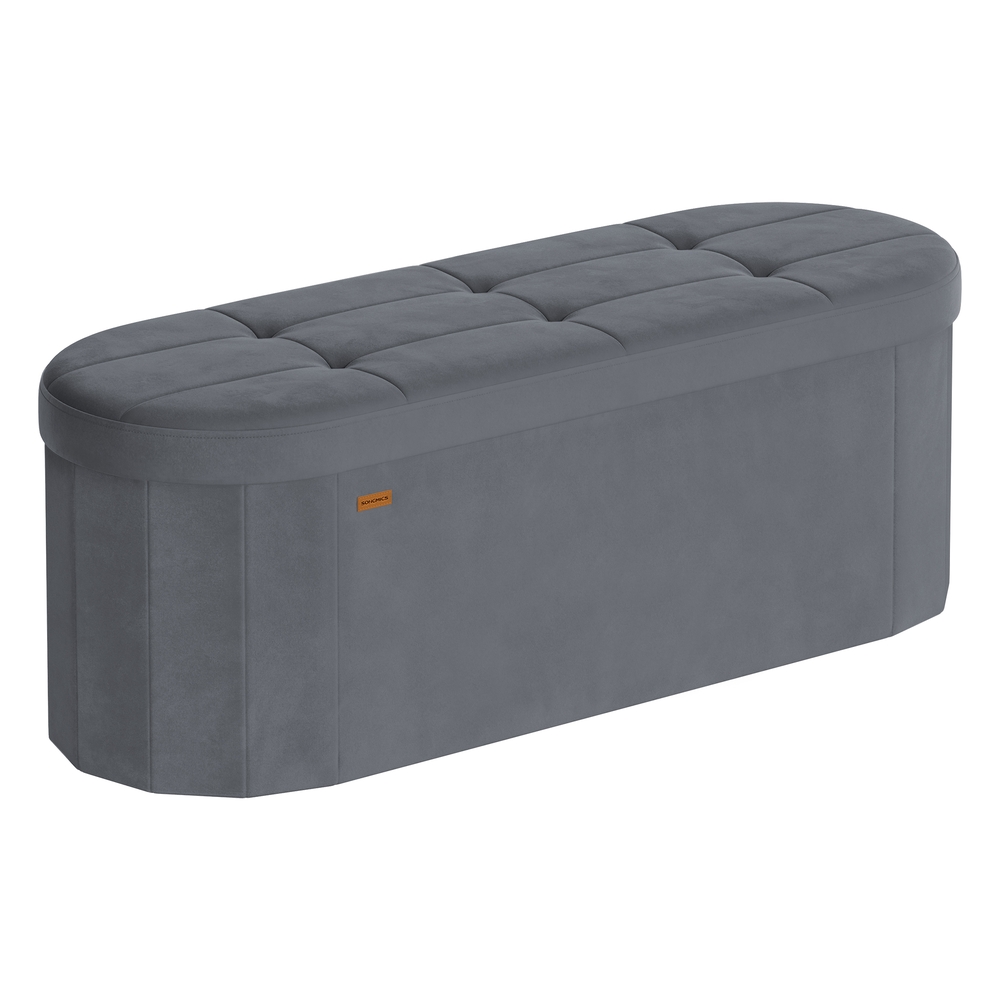 Storage Ottoman Bench Storage Chest 110 L Capacity 38 x 110 x 38 cm Slate Grey