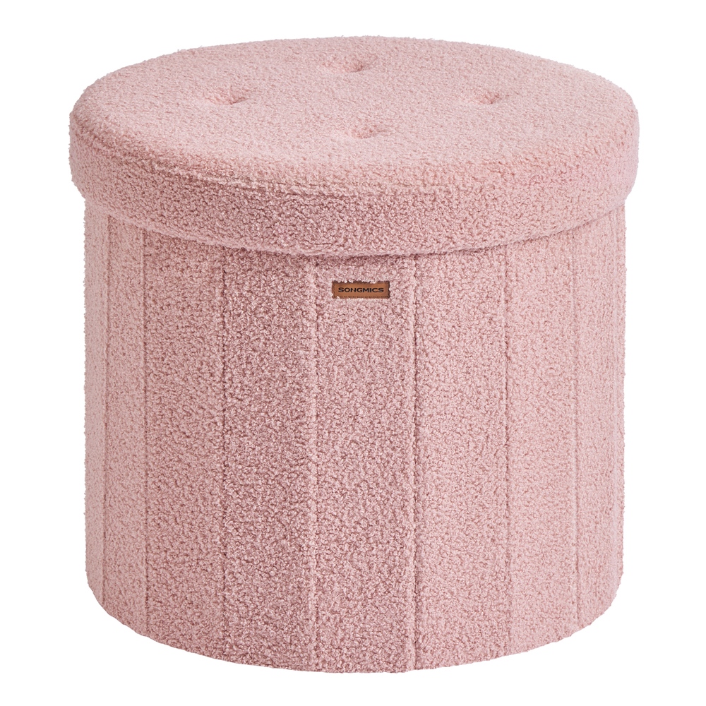 Round foldable storage ottoman stool with removable lid