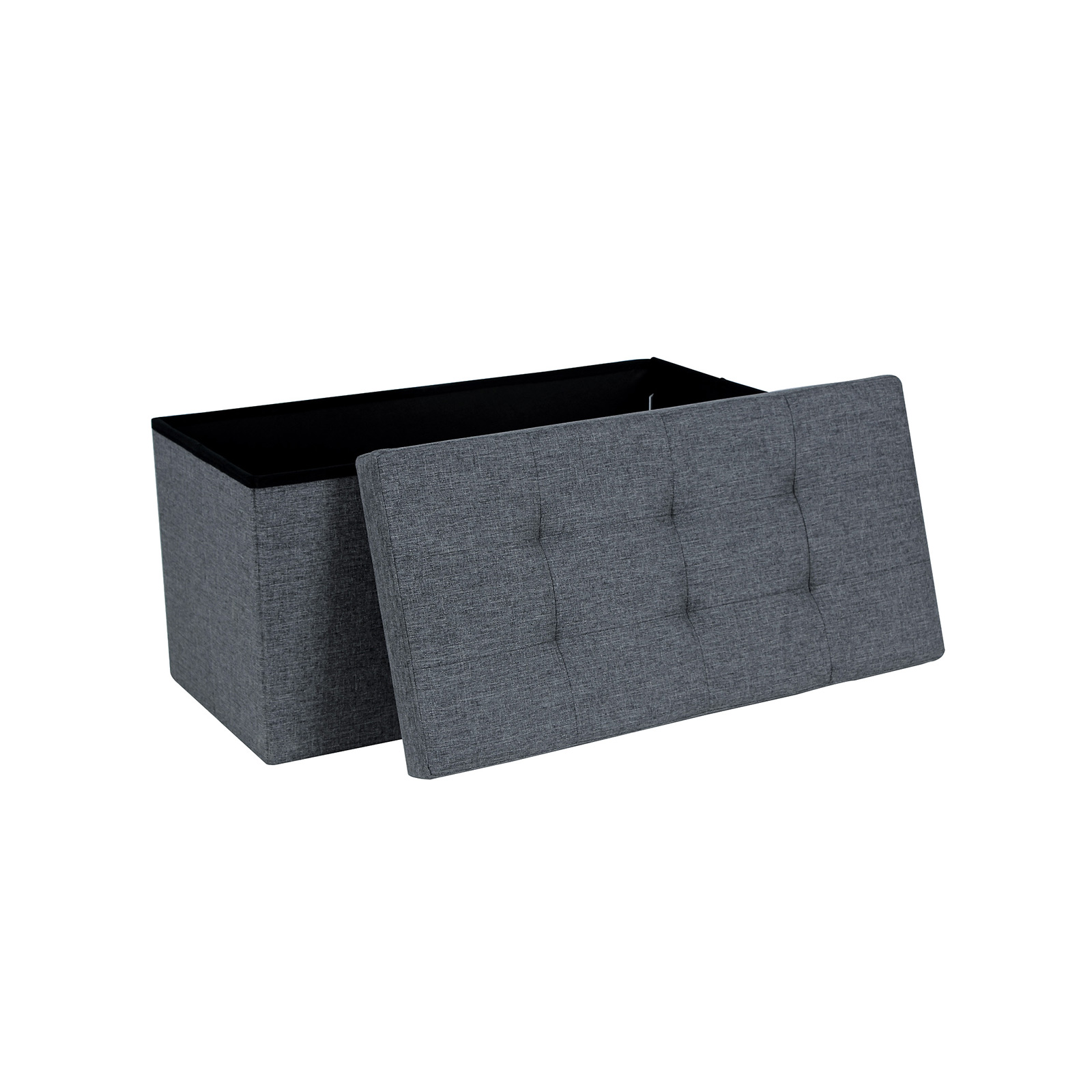 Dark Grey Fabric Storage Ottoman