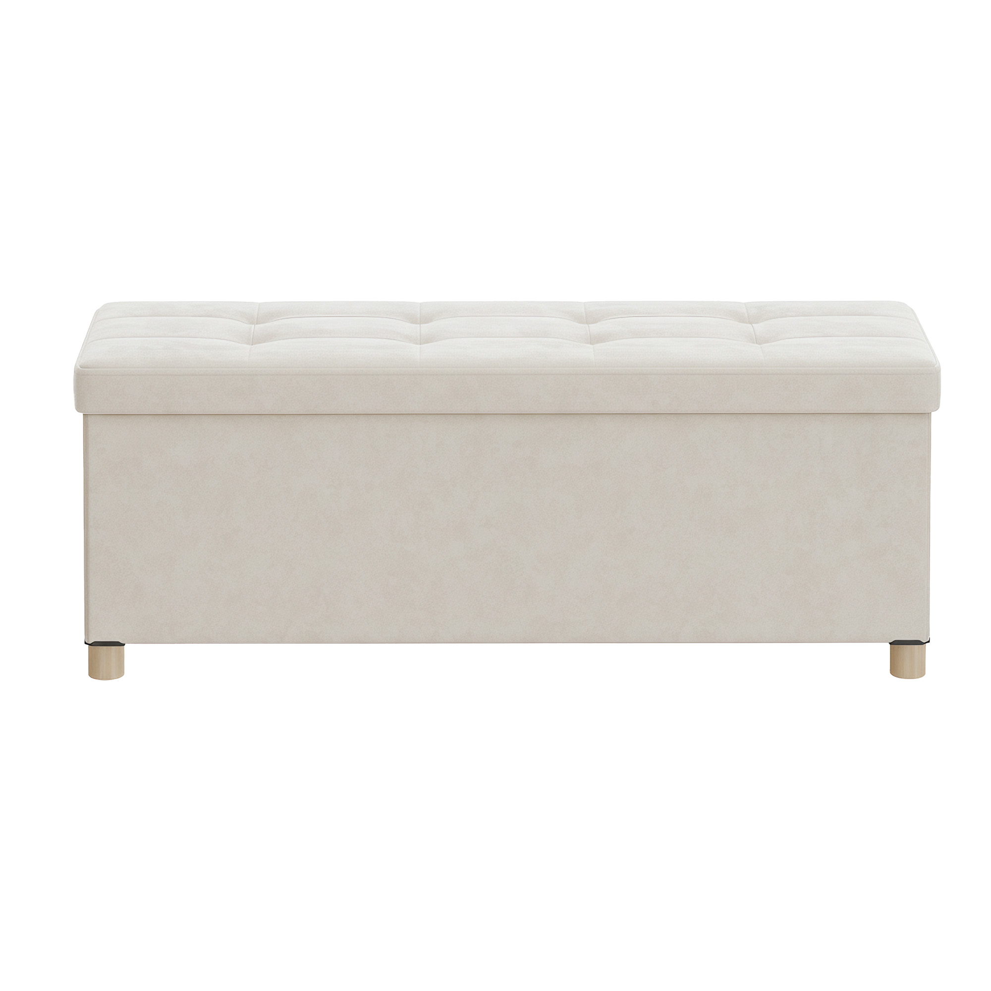 Foldable Storage Ottoman, 112 L Velvet Footrest Bench with Lid
