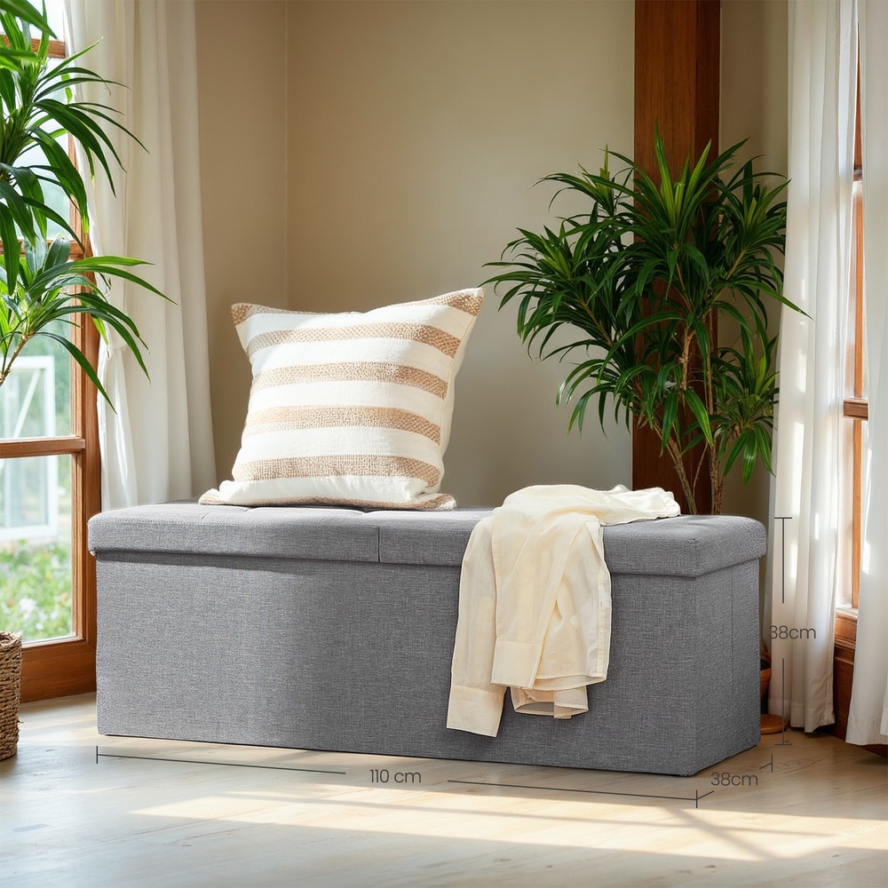Storage Ottoman, Foldable Storage Bench, Flipping Lid Storage Ottoman, Foldable Storage Bench, Flipping Lid