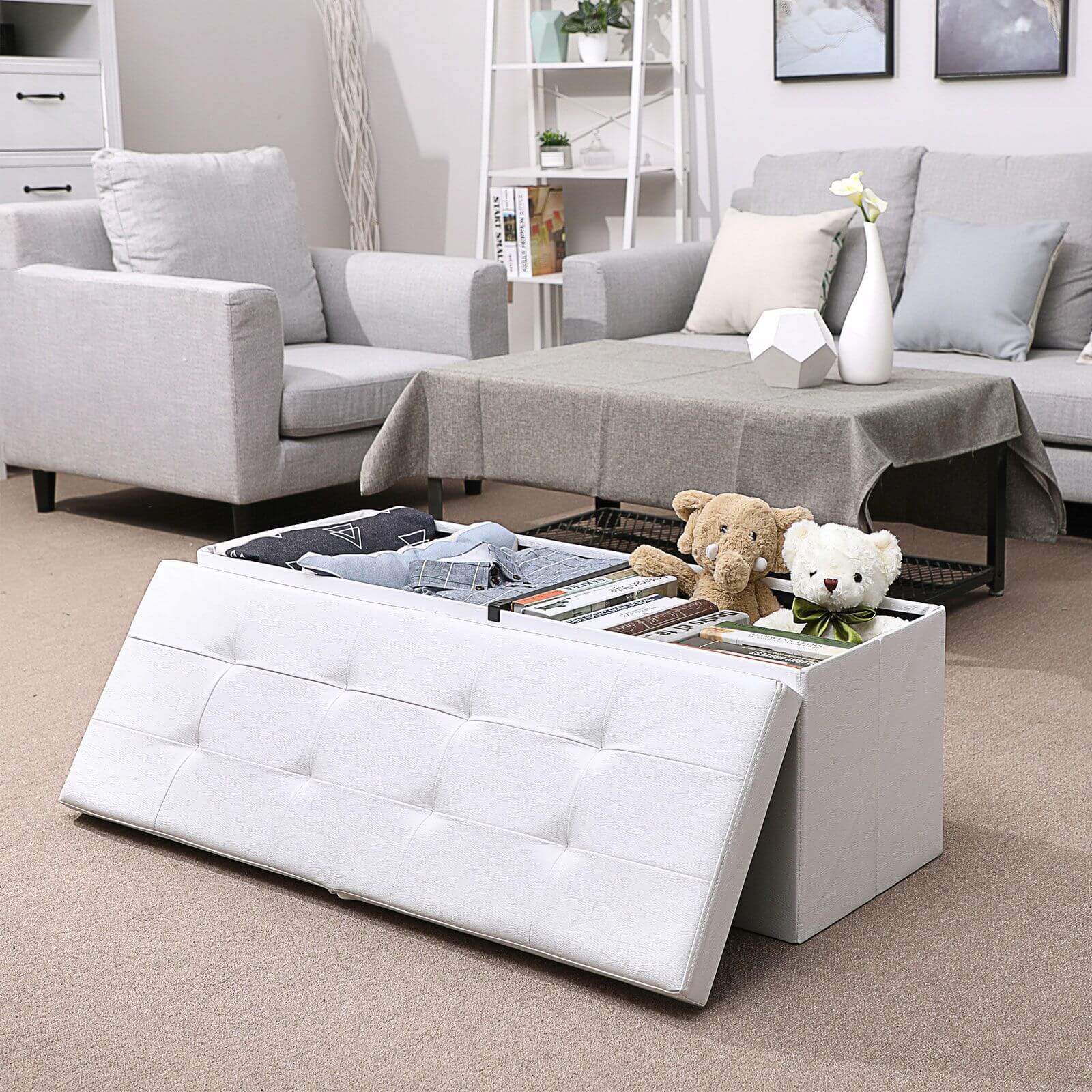 Folding Storage Ottoman Bench Folding Storage Ottoman Bench