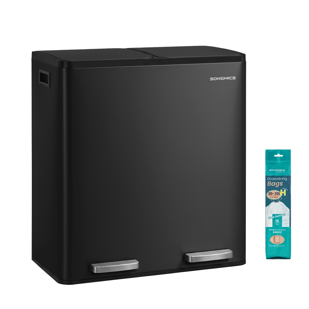 Steel Kitchen Bin with Two 30 L Compartments