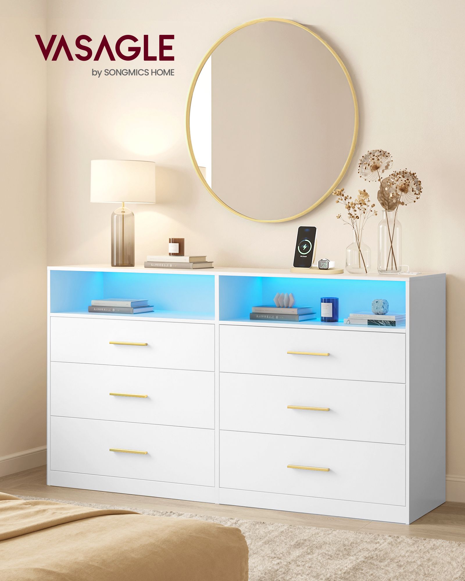 Cloud white 6 drawer chest of drawers TV stand Cloud white 6 drawer chest of drawers TV stand