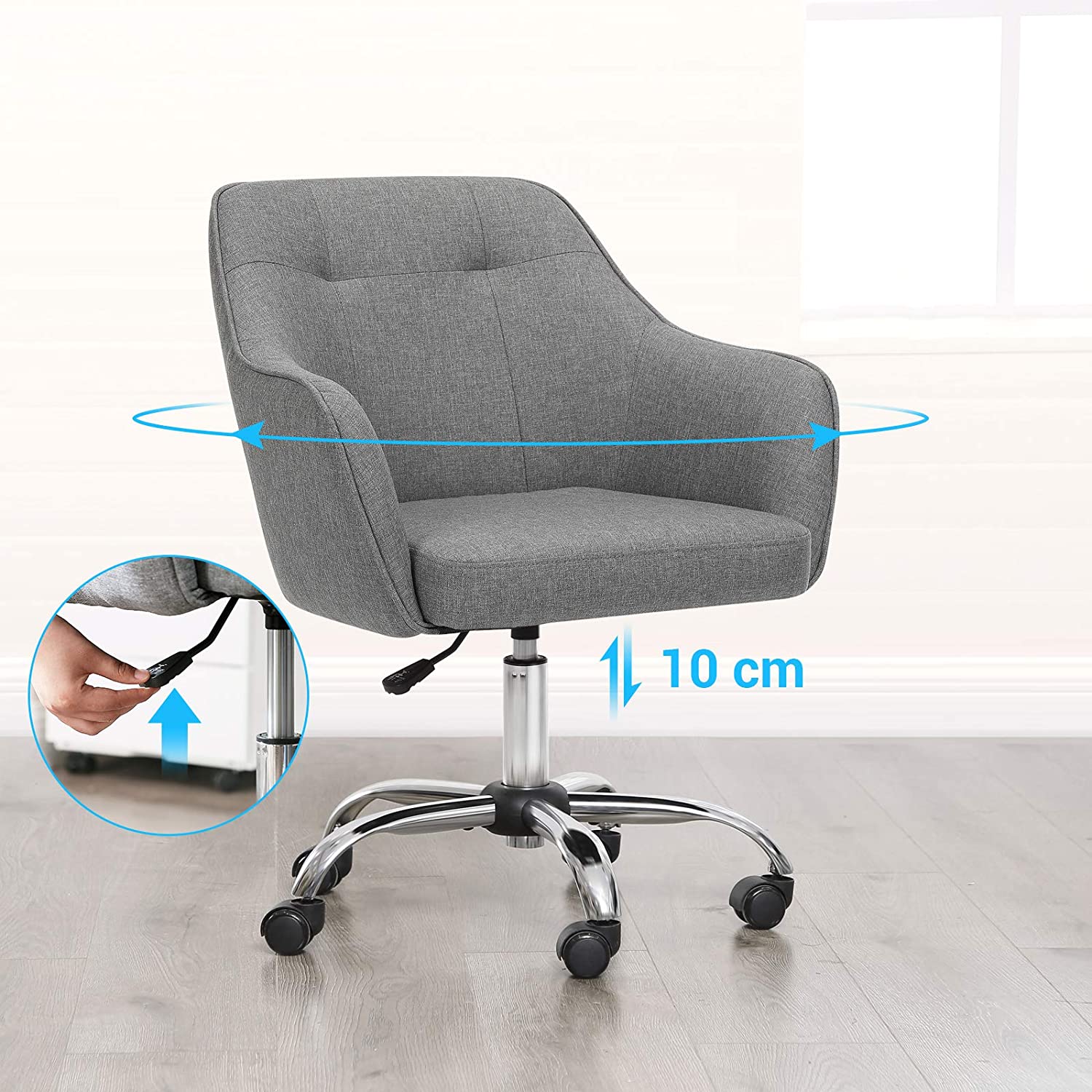 Modern Grey Adjustable Office Chair with Armrest SONGMICS