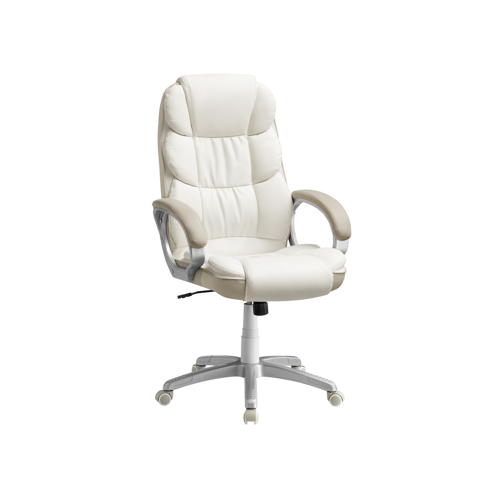 Office Chair with High Backresk and Adjustable Height Cream White