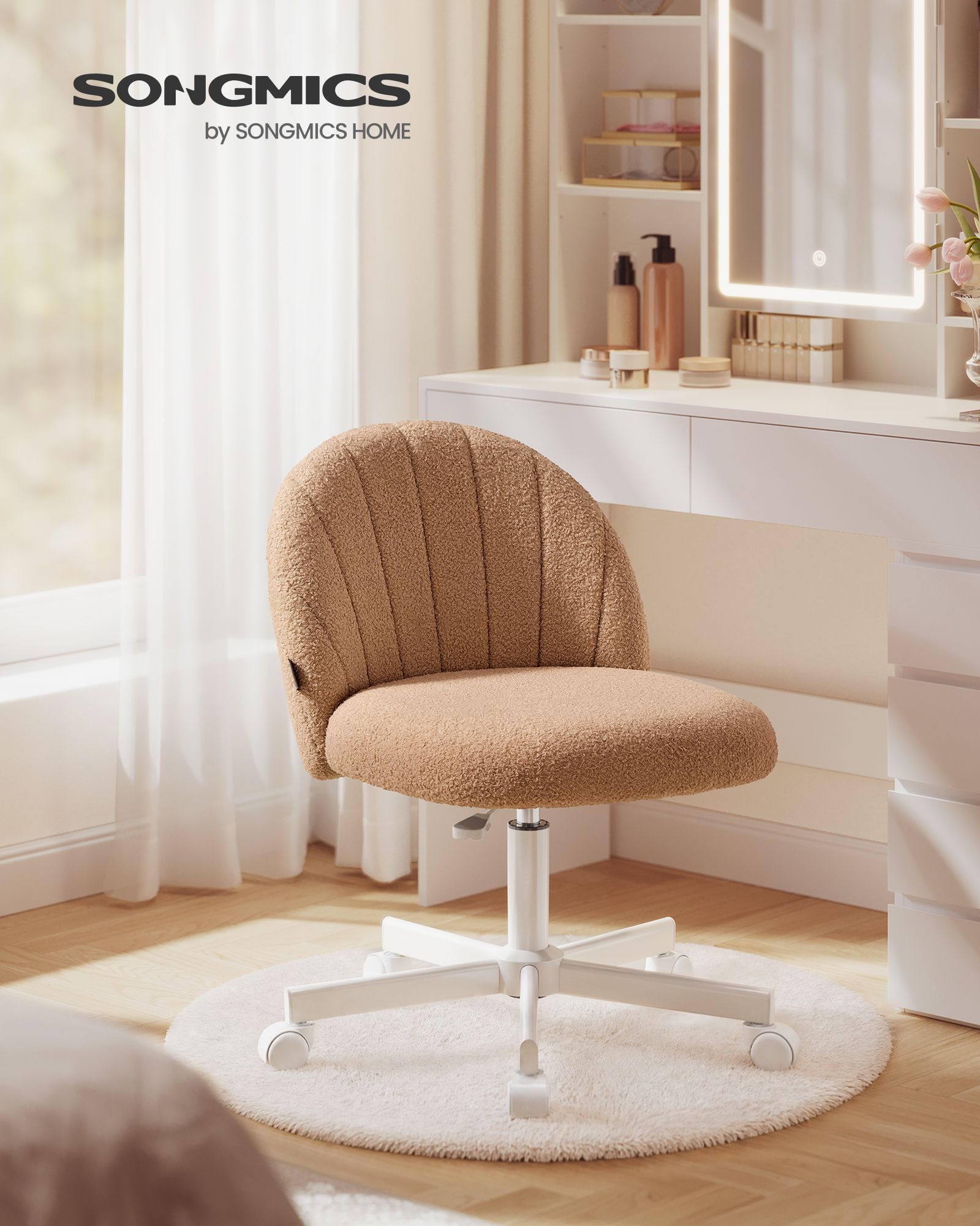 Caramel Brown Teddy Fleece Swivel Office Chair Caramel Brown Teddy Fleece Swivel Office Chair