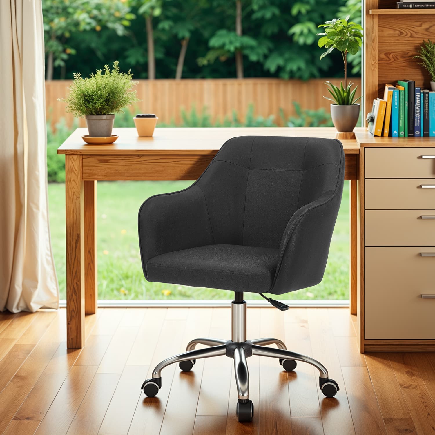 Office Chair, Accent Chair for Study Home Office, Cotton-Linen Fabric