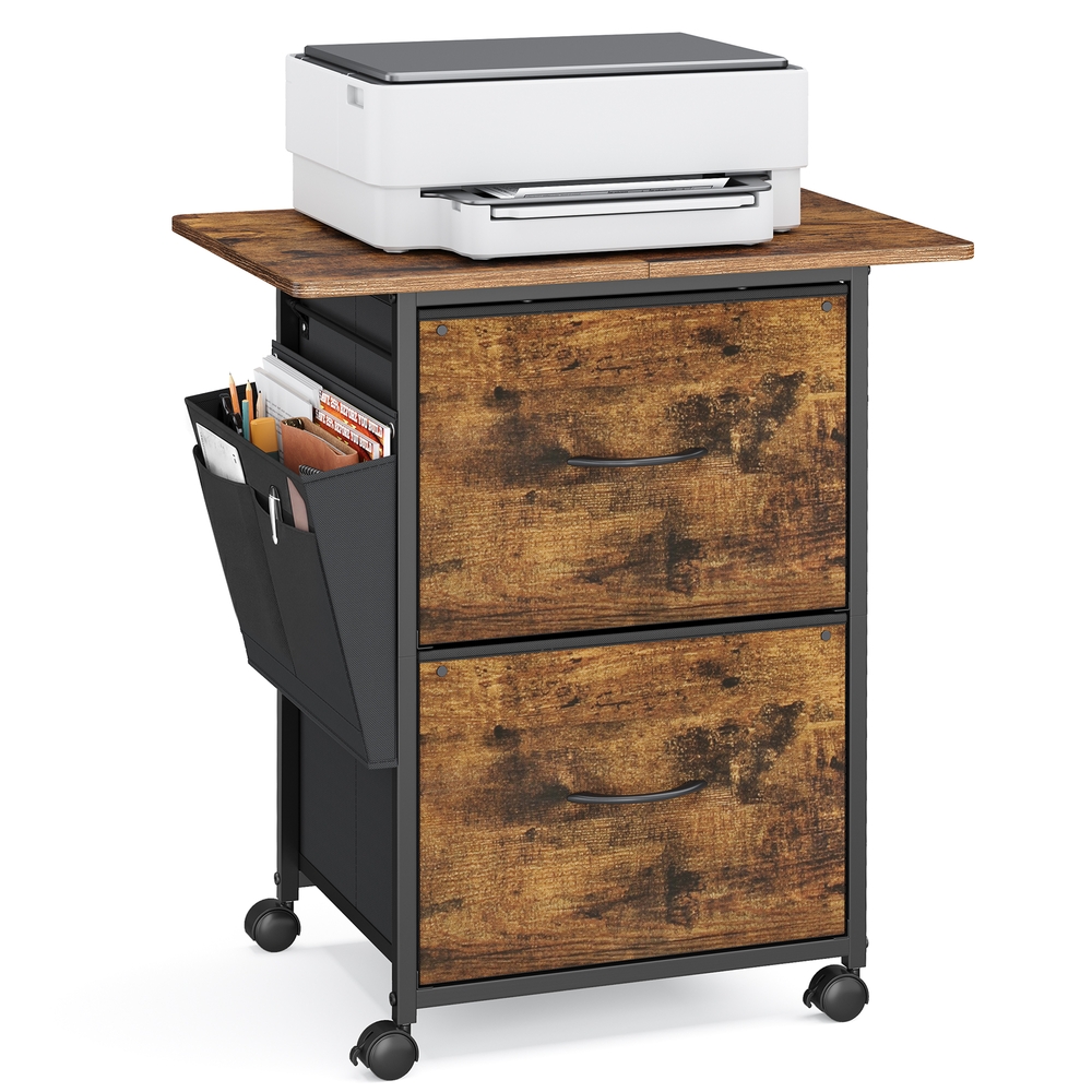 Rolling Filing Cabinet with Fabric Drawers Rustic Brown Rolling Filing Cabinet with Fabric Drawers Rustic Brown