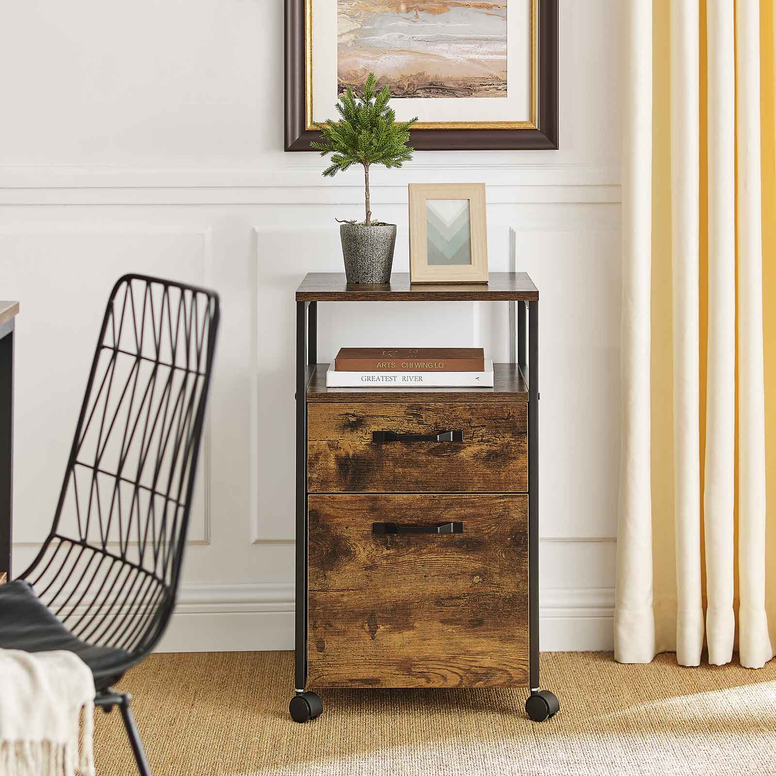 VASAGLE File with 2 Drawers, Rolling Office Filing with