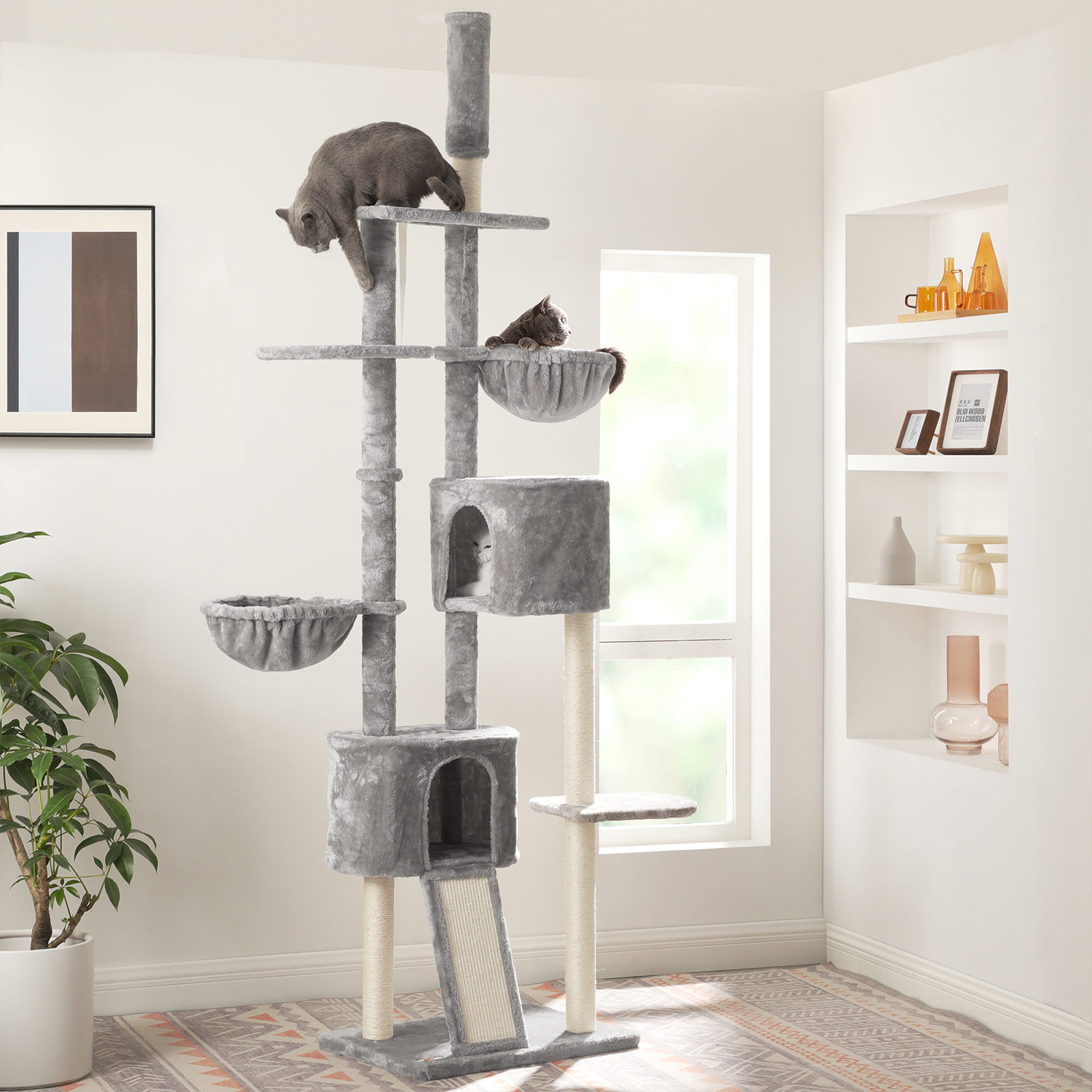 Grey Large FloortoCeiling Cat Tree FEANDREA