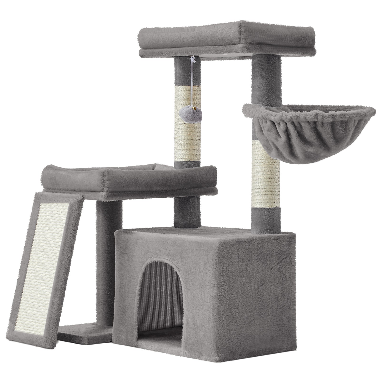 Multi-Level Cat Tree for Multiple Cats with Beds & Scratching Posts, Dove Grey