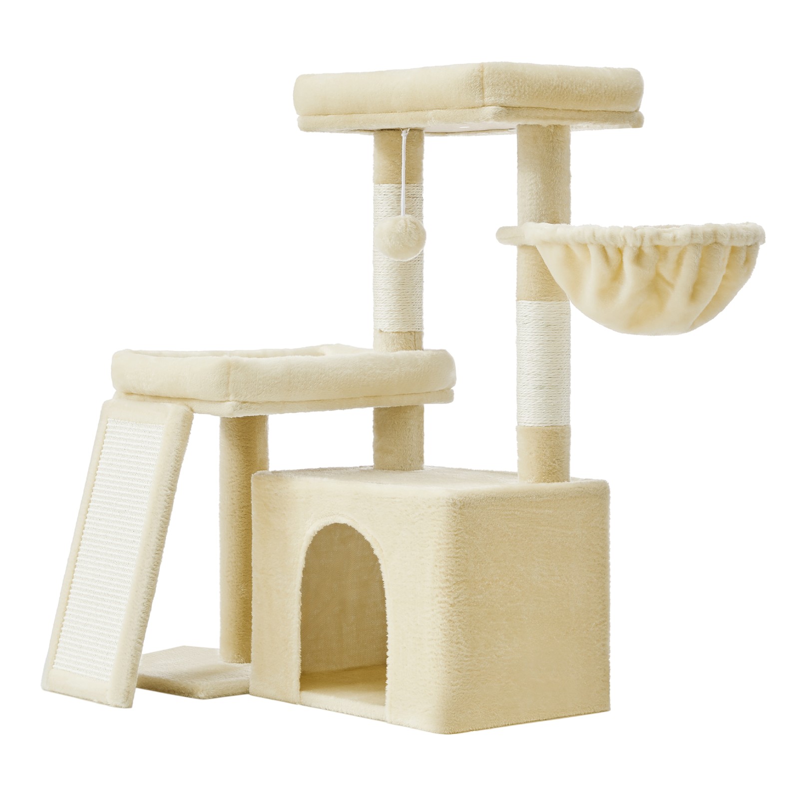 Multi-Level Cat Tree for Multiple Cats with Beds & Scratching Posts, Summer Sand