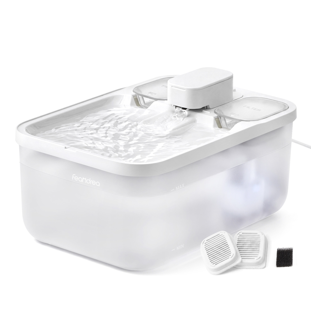 Quiet Cat Water Fountain with Four Layer Filter Cloud White Quiet Cat Water Fountain with Four Layer Filter Cloud White