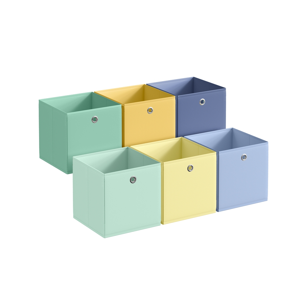 Storage Cubes Set of 6 Collapsible Storage Boxes 30 x 30 x 30 cm Rainbow Storage Bins