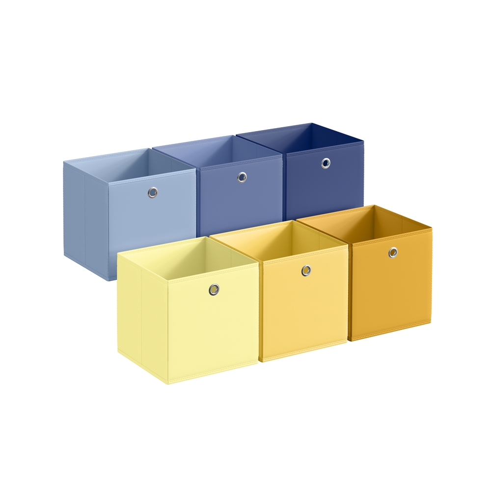 Storage Cubes Set of 6 Collapsible Storage Boxes 30 x 30 x 30 cm Colourful Fabric Bins Storage Cubes Set of 6 Collapsible Storage Boxes 30 x 30 x 30 cm Colourful Fabric Bins