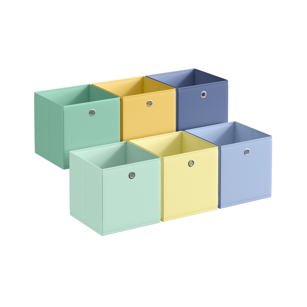 Storage Cubes Set of 6 Collapsible Storage Boxes 33 x 33 x 33 cm Rainbow Storage Bins Storage Cubes Set of 6 Collapsible Storage Boxes 33 x 33 x 33 cm Rainbow Storage Bins