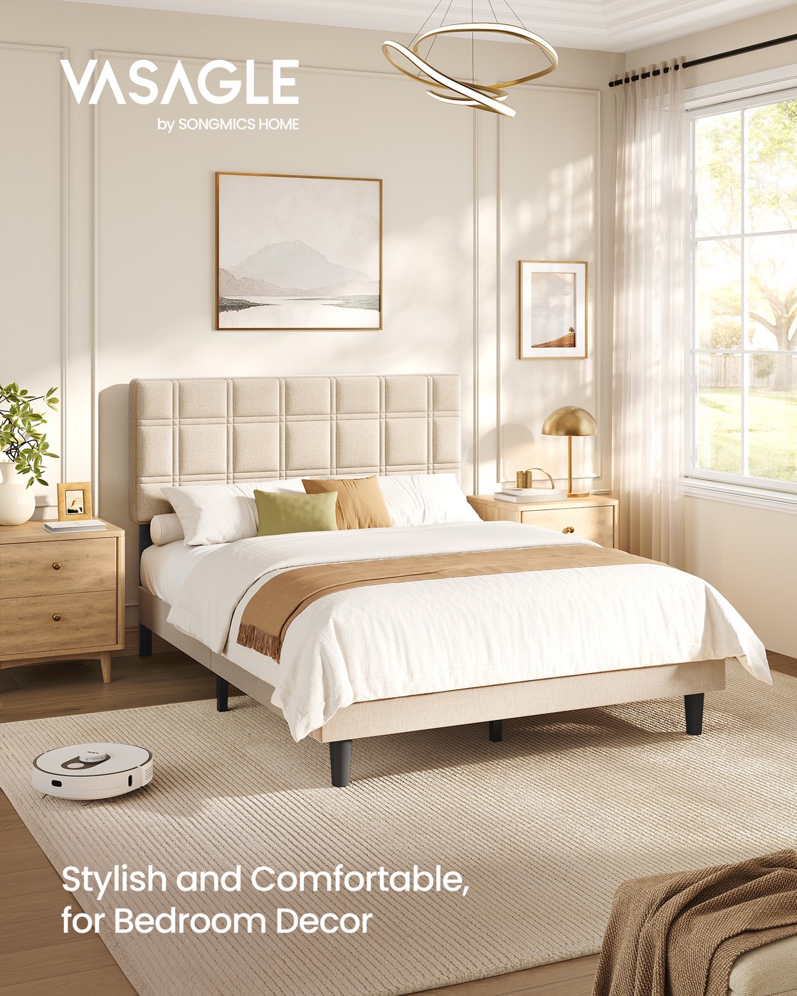 Cappuccino upholstered double bed with adjustable headboard Cappuccino upholstered double bed with adjustable headboard