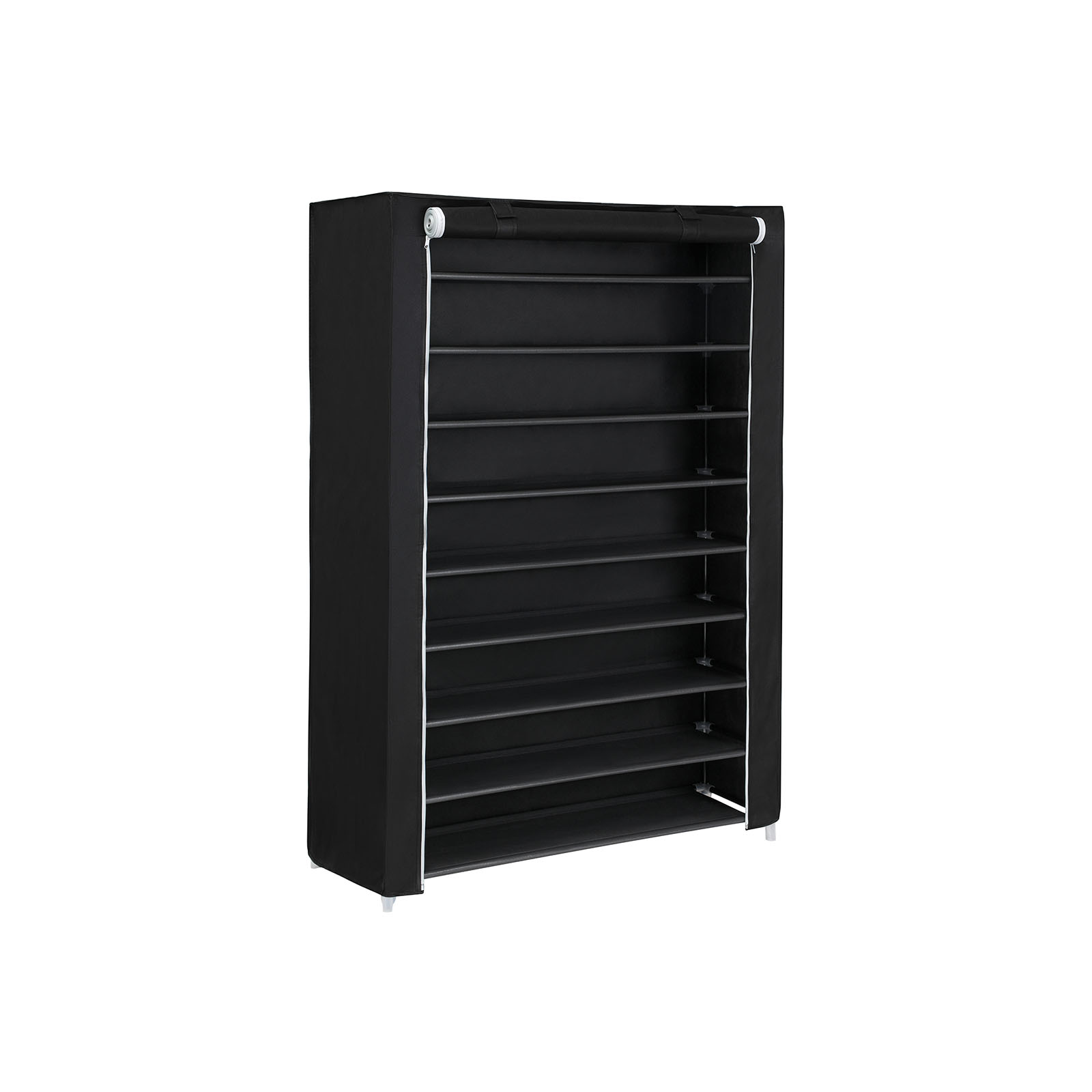 SONGMICS 10 Tier Shoe Rack Cabinet for 27 pairs of shoes Standing Storage Organizer 58 x 28 x 160 cm Black RXJ10H 