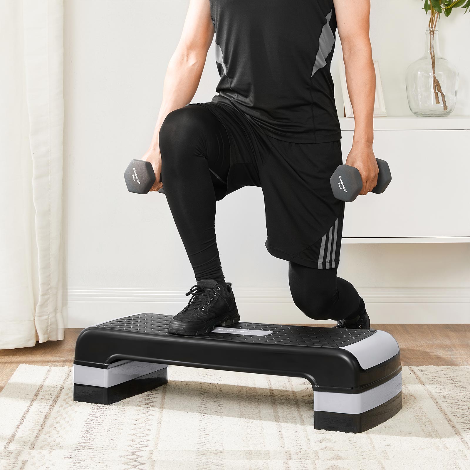 Grey Adjustable Height Step Platform for Exercise SONGMICS
