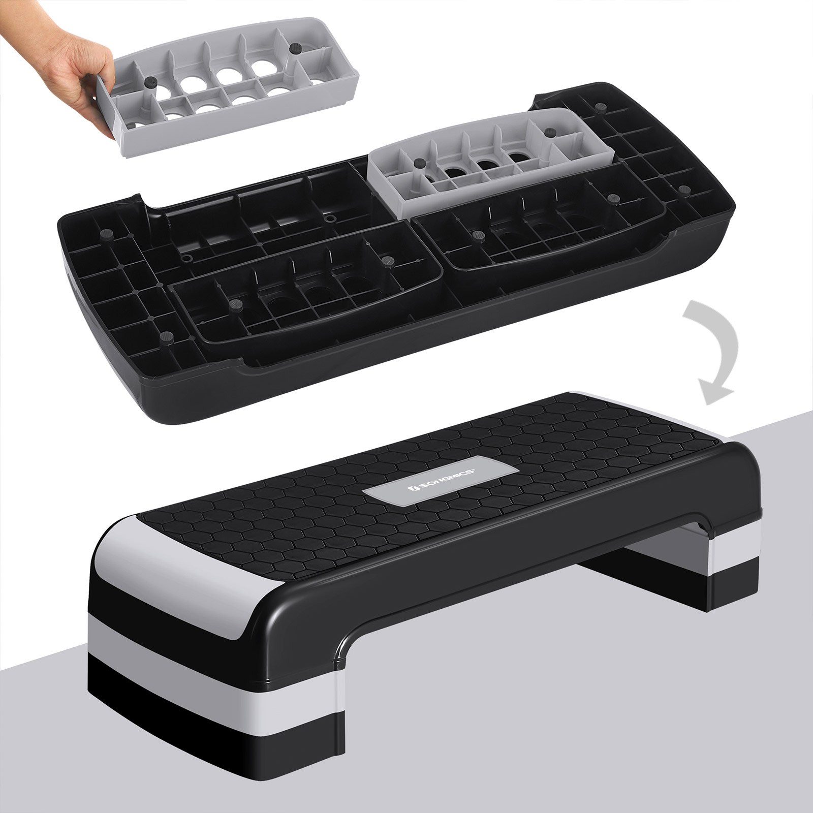 Grey Adjustable Plastic Aerobic Step Platform SONGMICS
