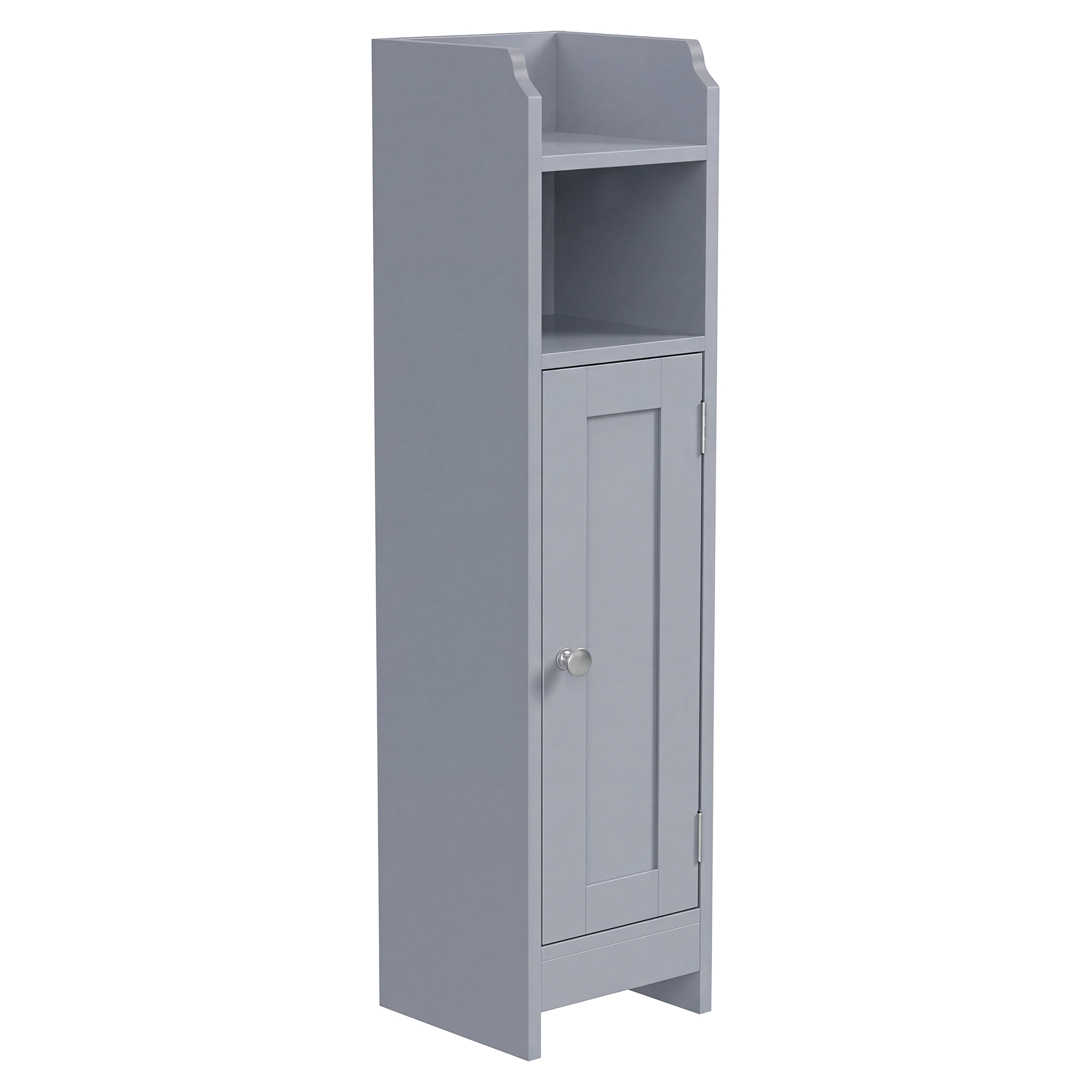 Grey Narrow Bathroom Storage Cabinet, with Adjustable Shelves, Freestanding Toilet Paper Organizer, Space-Saving