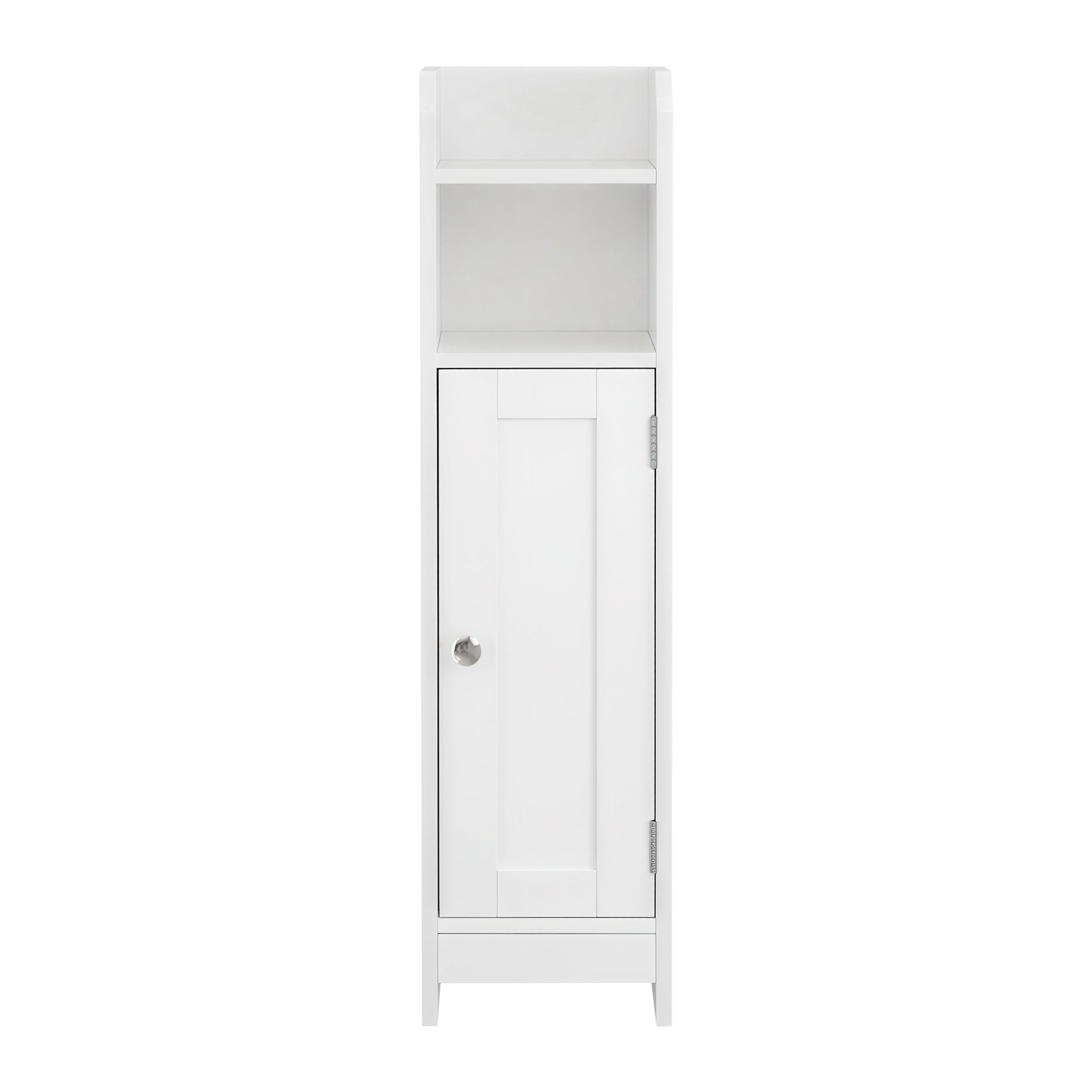 White Narrow Bathroom Storage Cabinet, with Adjustable Shelves, Freestanding Toilet Paper Organizer, Space-Saving