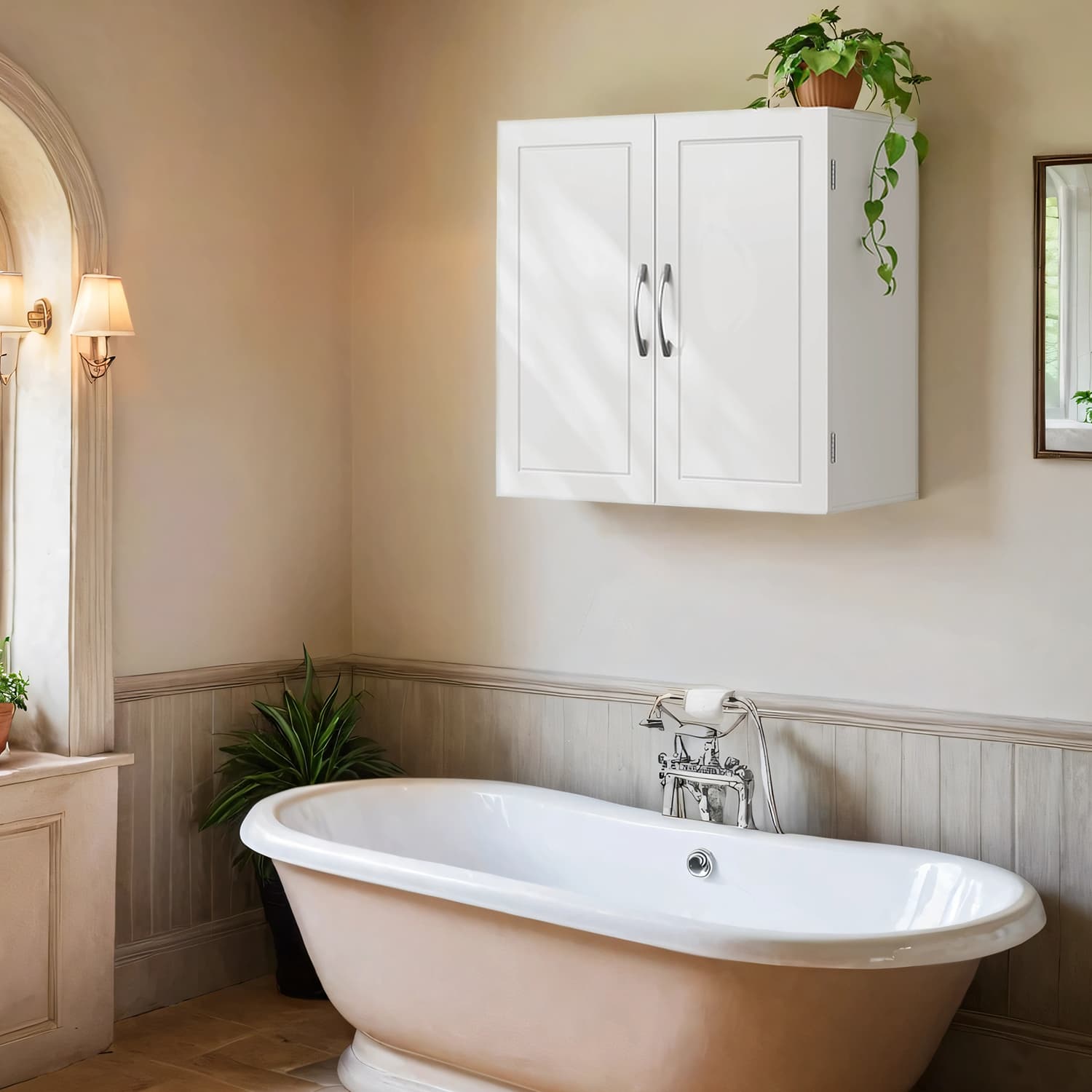 Bathroom Wall Cabinet, Wall-Mounted Bathroom Storage Cabinet, 18 x 60 x 60 cm