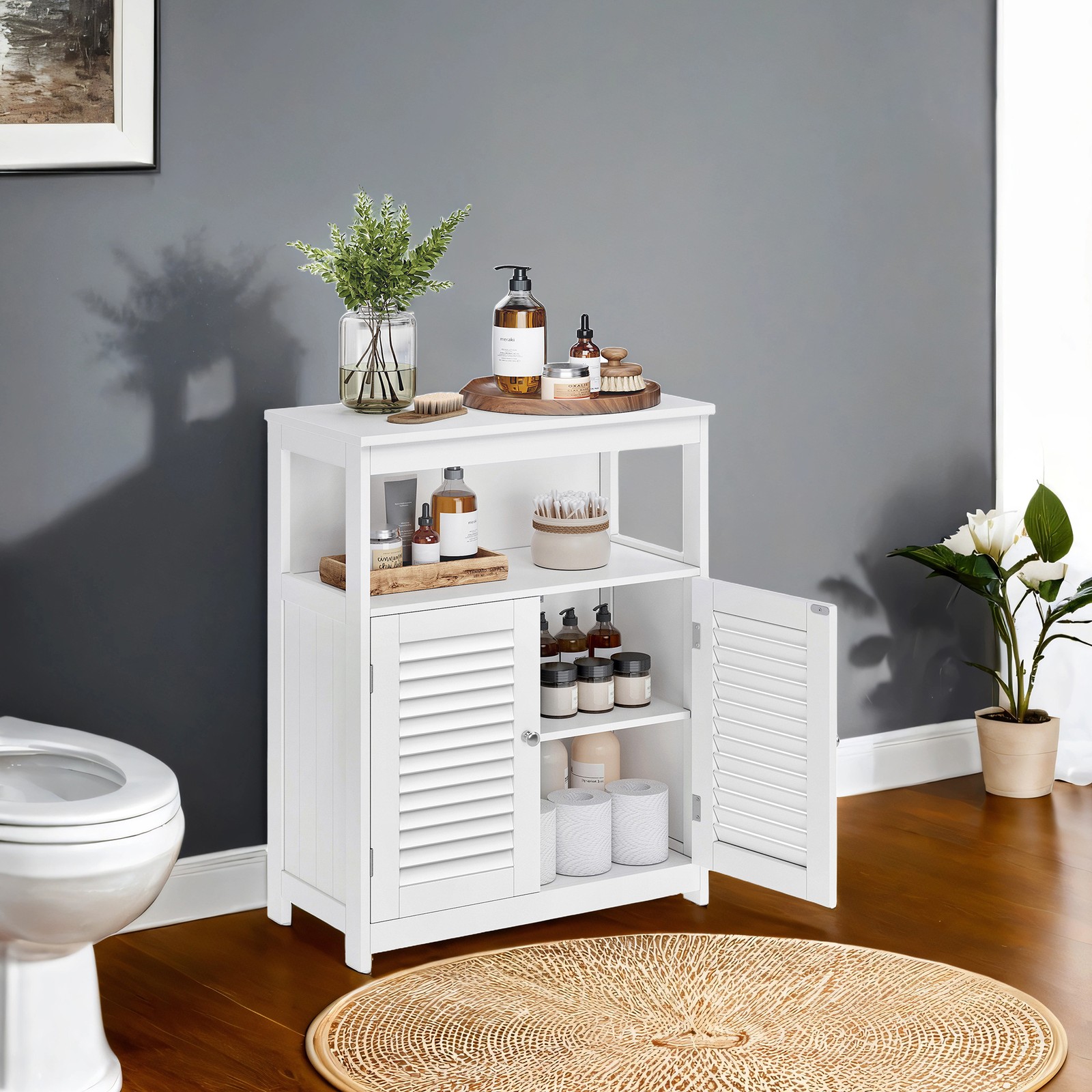 Bathroom Floor Cabinet Freestanding Storage Organiser Rack, Kitchen Cupboard Bathroom Floor Cabinet Freestanding Storage Organiser Rack, Kitchen Cupboard