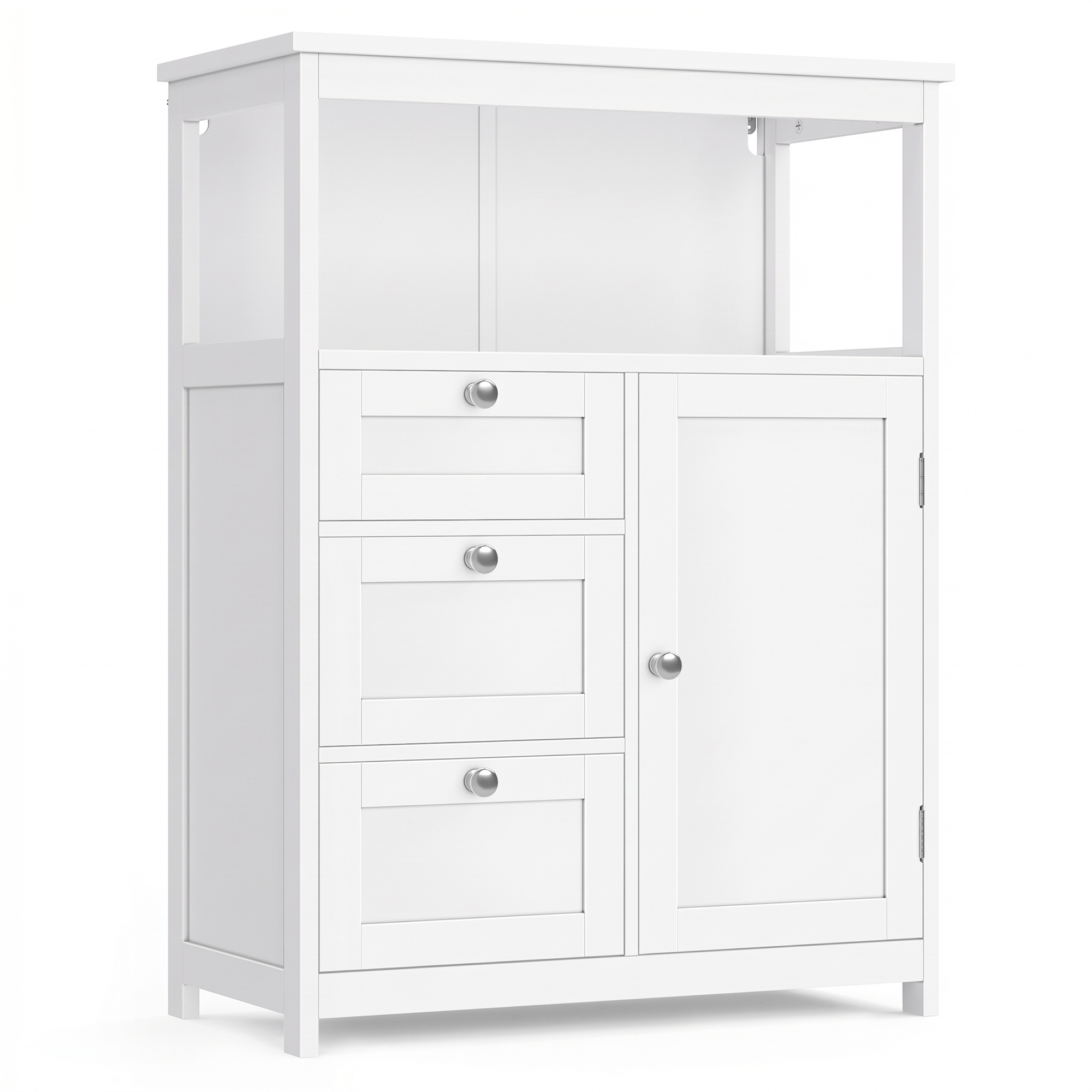Freestanding Bathroom Floor Cabinet, 3-Drawer Storage Unit with Adjustable Shelf, Versatile Bathroom Organizer, White