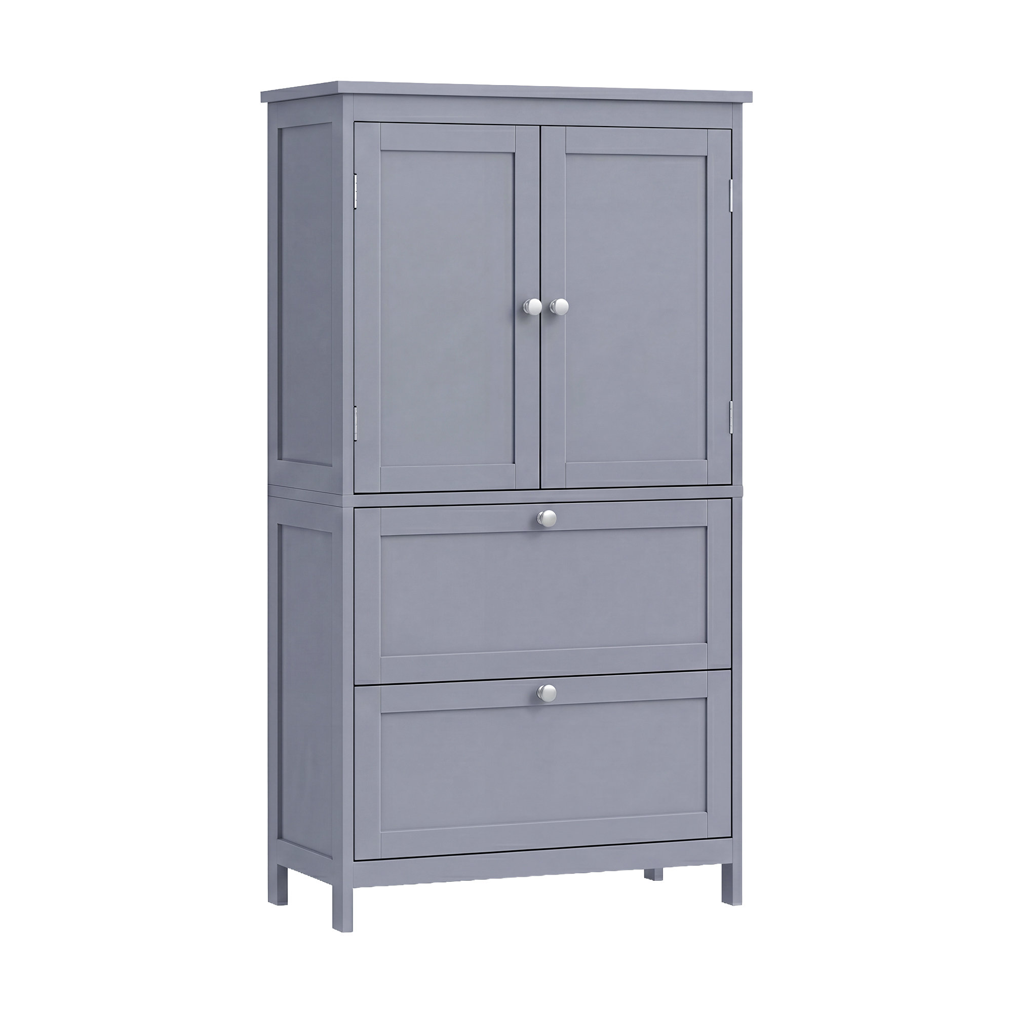 Bathroom Floor Storage Cabinet, Freestanding Bathroom Storage Unit with 2 Drawers and Doors, Adjustable Shelf Bathroom Floor Storage Cabinet, Freestanding Bathroom Storage Unit with 2 Drawers and Doors, Adjustable Shelf