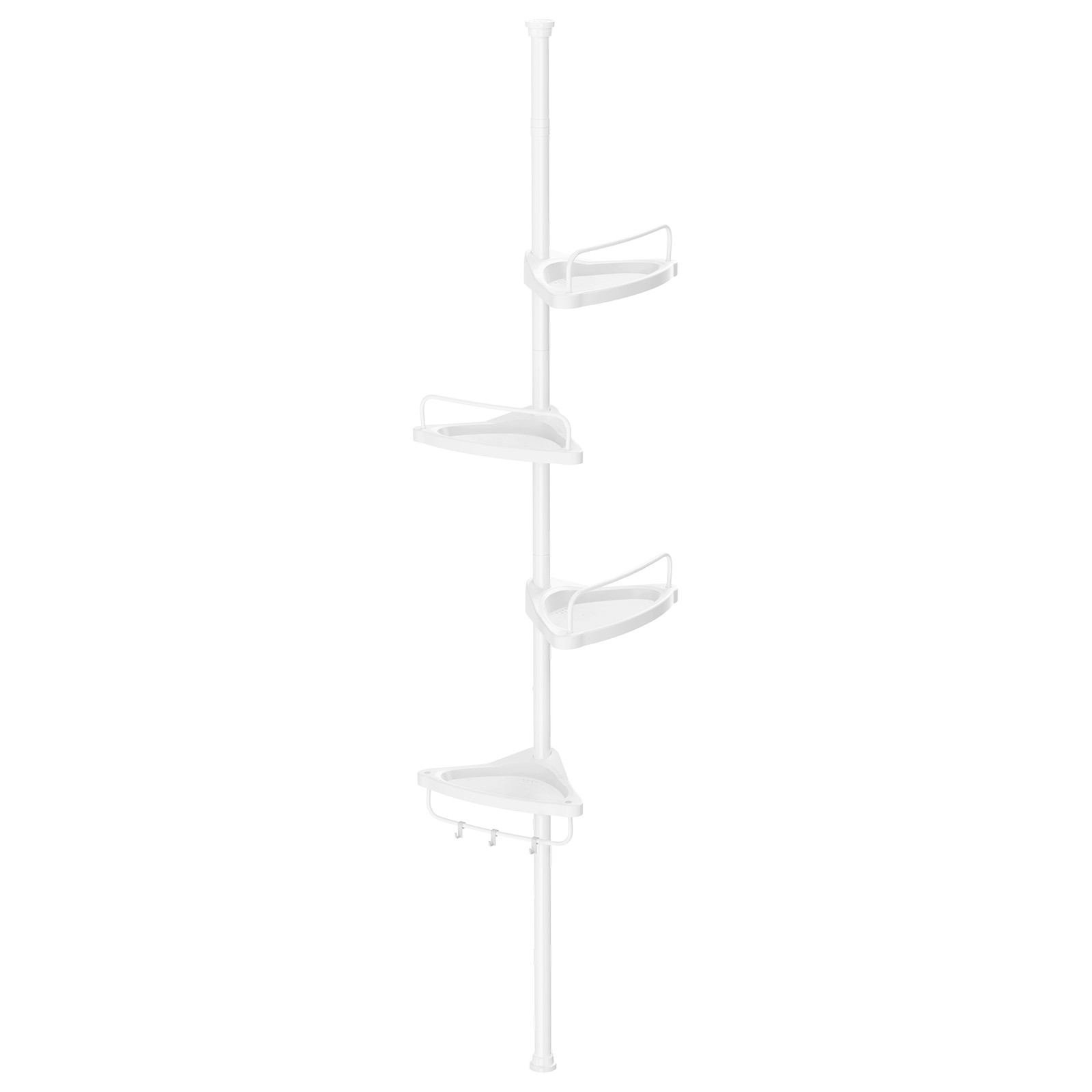 Bathroom Storage Rack, Adjustable 4-Tier Corner Shelf, Shower Organiser for Bathroom, 85-305 cm, White Bathroom Storage Rack, Adjustable 4-Tier Corner Shelf, Shower Organiser for Bathroom, 85-305 cm, White