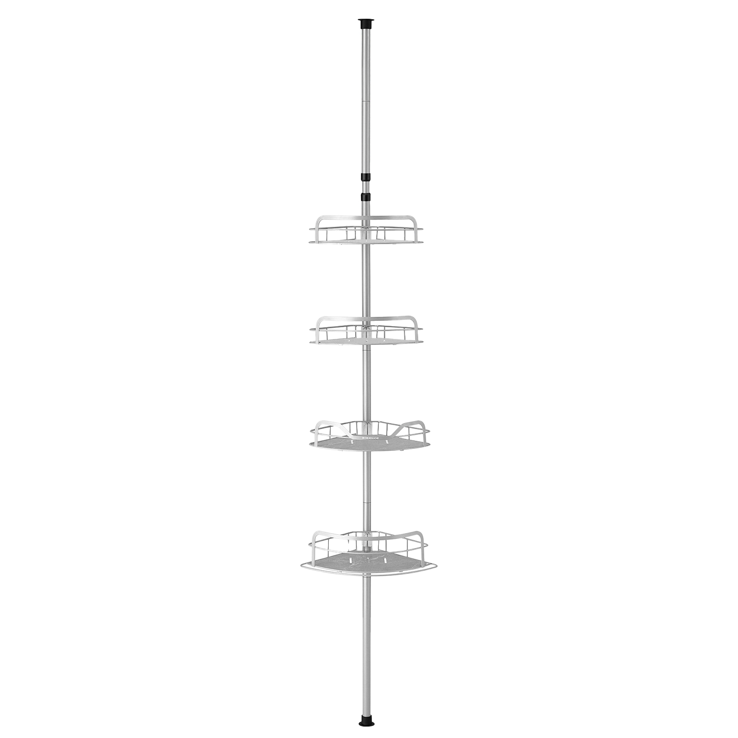 4-Tier Bathroom Storage Shelf, Adjustable Shower Caddy with Tension Pole 4-Tier Bathroom Storage Shelf, Adjustable Shower Caddy with Tension Pole
