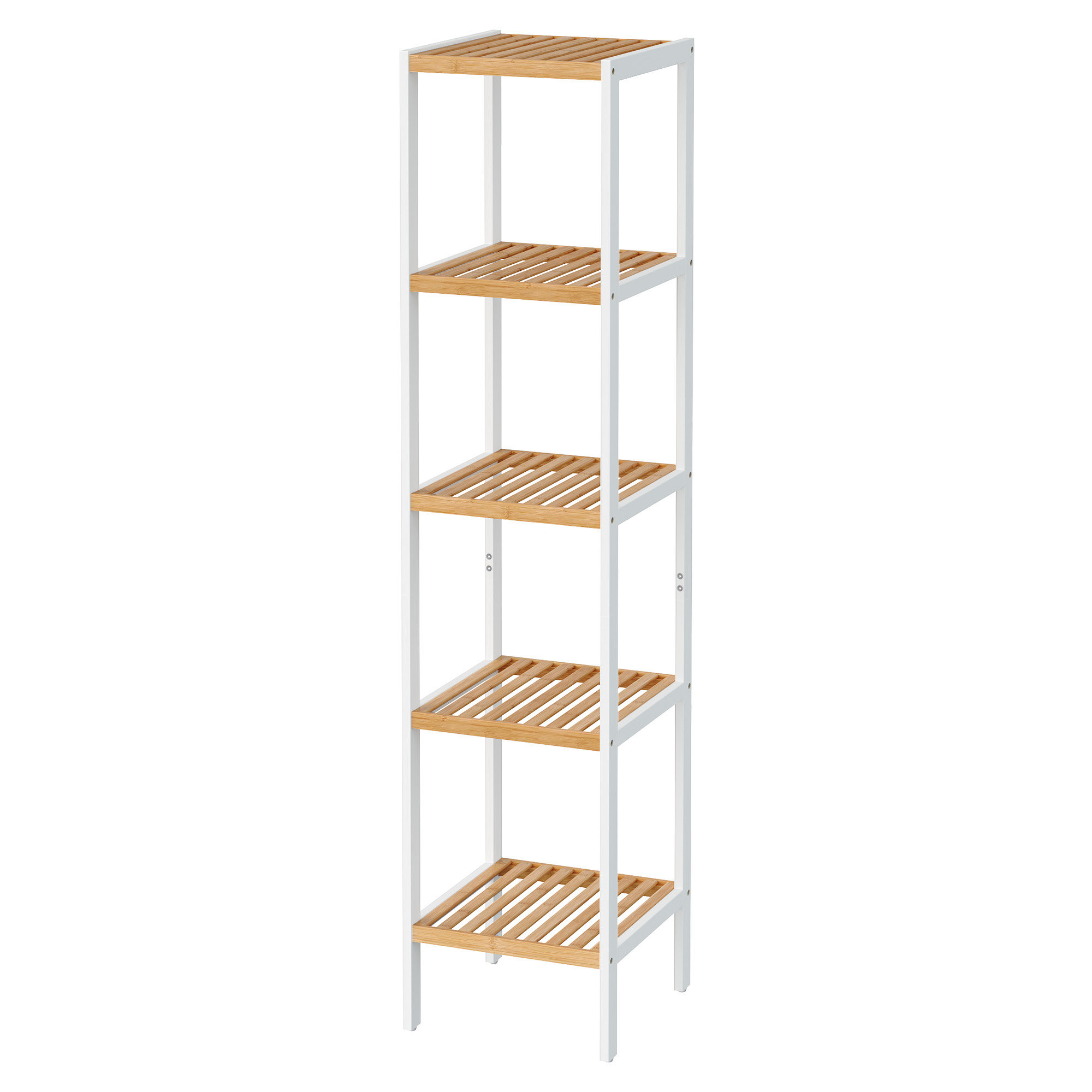 Bamboo Bathroom Shelf, 5-Tier Freestanding Narrow Shelf Unit, Multifunctional Storage Shelf