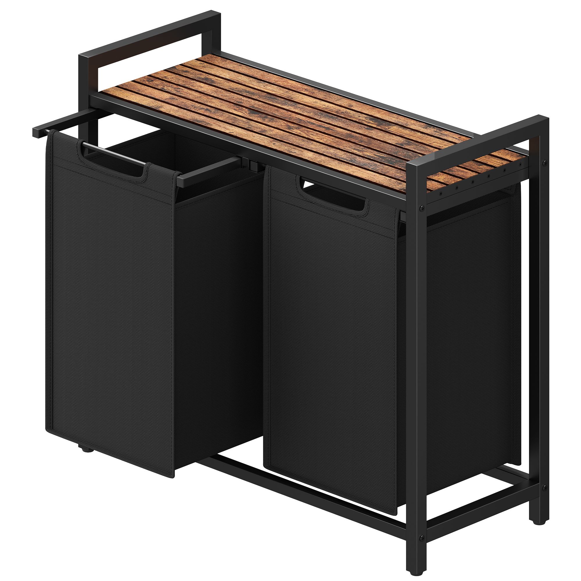 Clothes Hamper with 2 Compartments, Removable Liner Bags, Laundry Basket