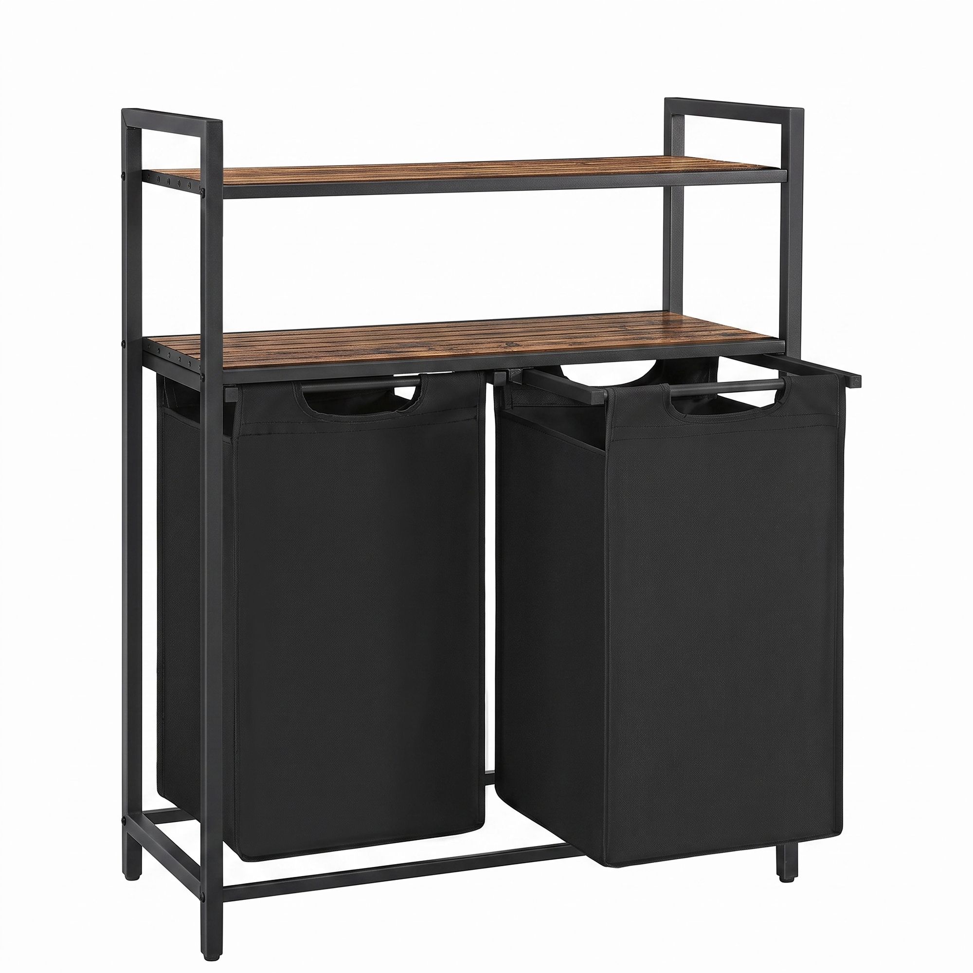 Laundry Hamper, Laundry Sorter with 2 Pull-Out Bags, 2 Shelves