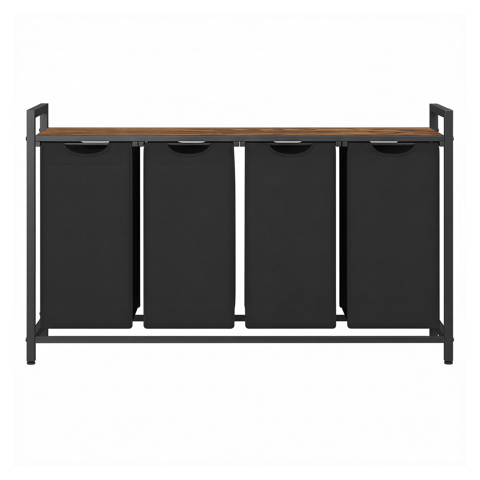 4-Section Laundry Hamper with Removable Bags, Laundry Basket with Shelf for Bedroom, 4 x 40 L, Brown and Black