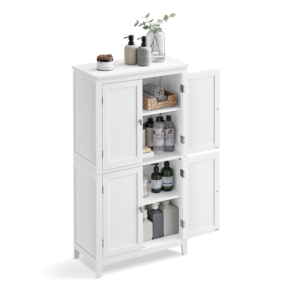 Bathroom Cabinet with 4 Doors Adjustable Shelves  White